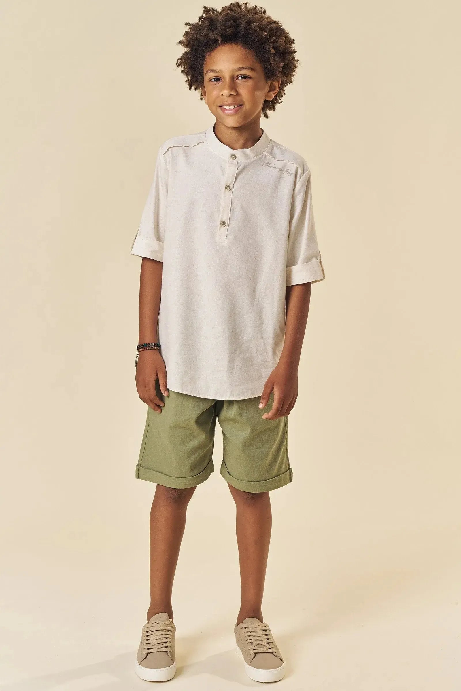 Bermuda em Sarja Ônix com Elastano 83795 Johnny Fox Teen Menino