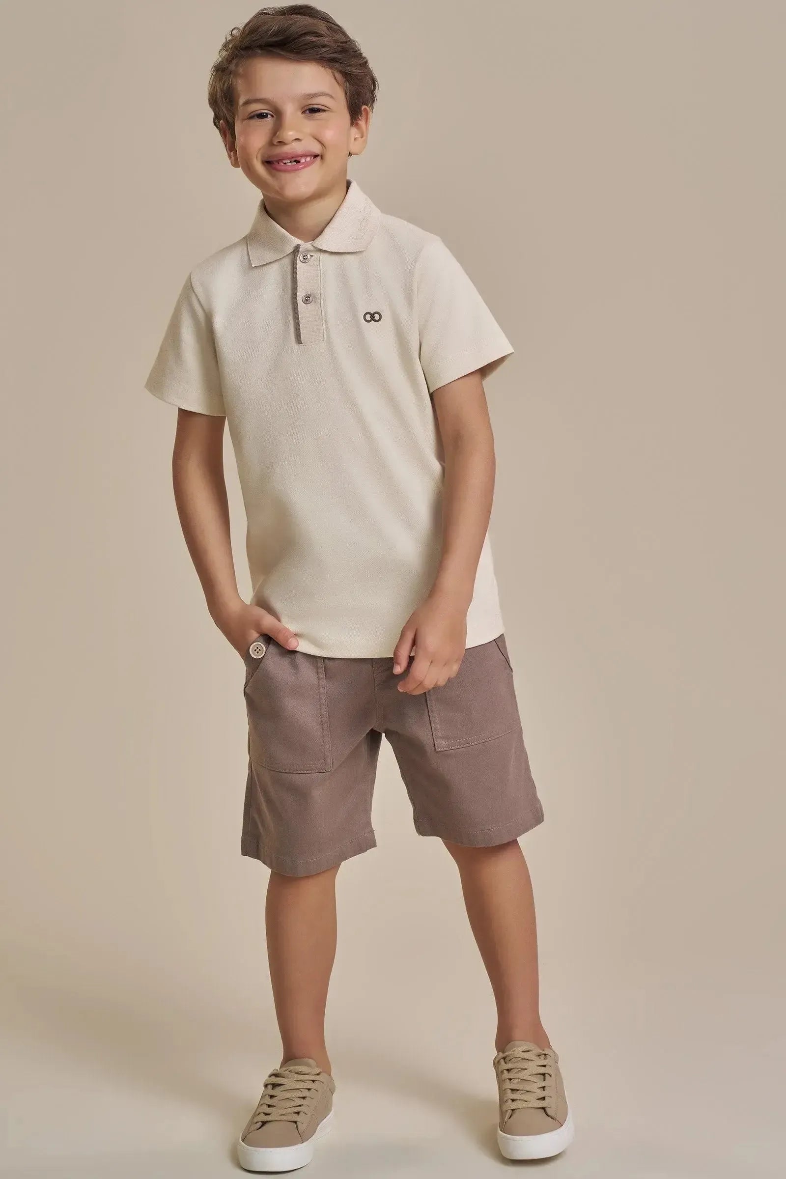 Bermuda em Sarja Stretch com Elastano 93682 LucBoo Infantil Menino