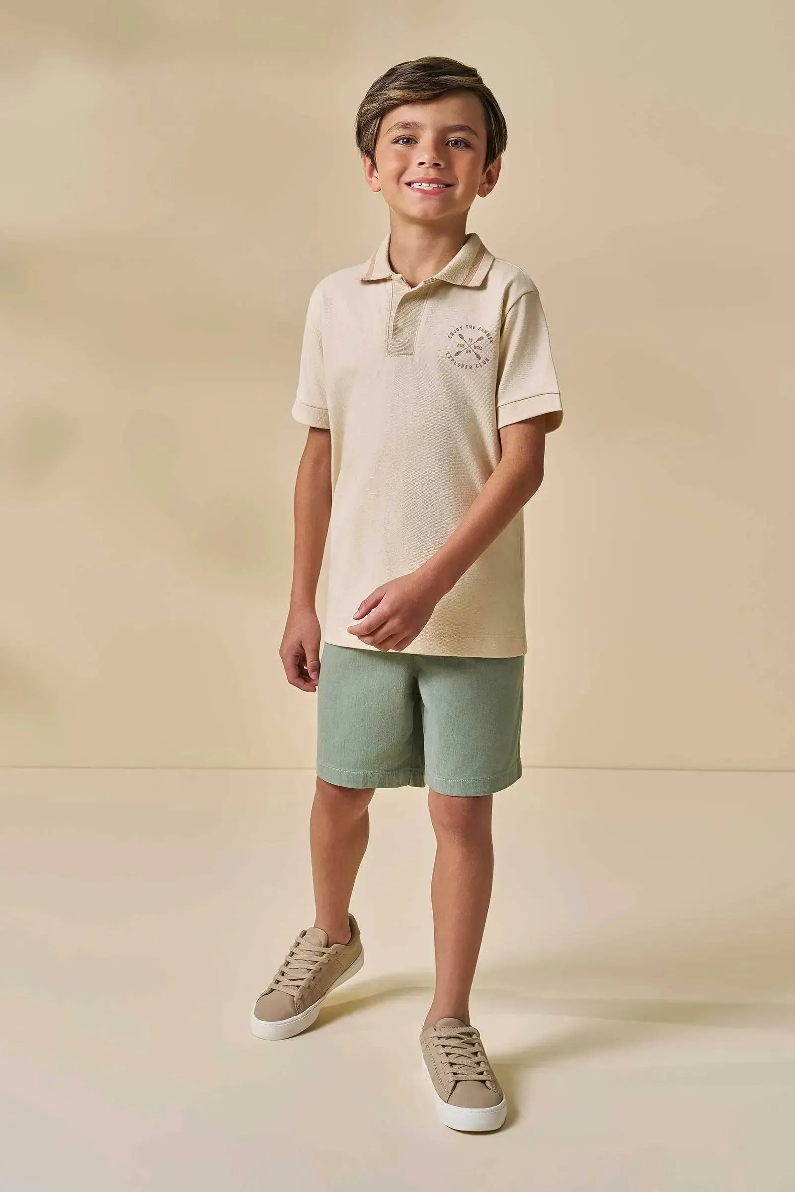 Bermuda em Sarja Stretch com Elastano 96540 LucBoo Infantil Menino