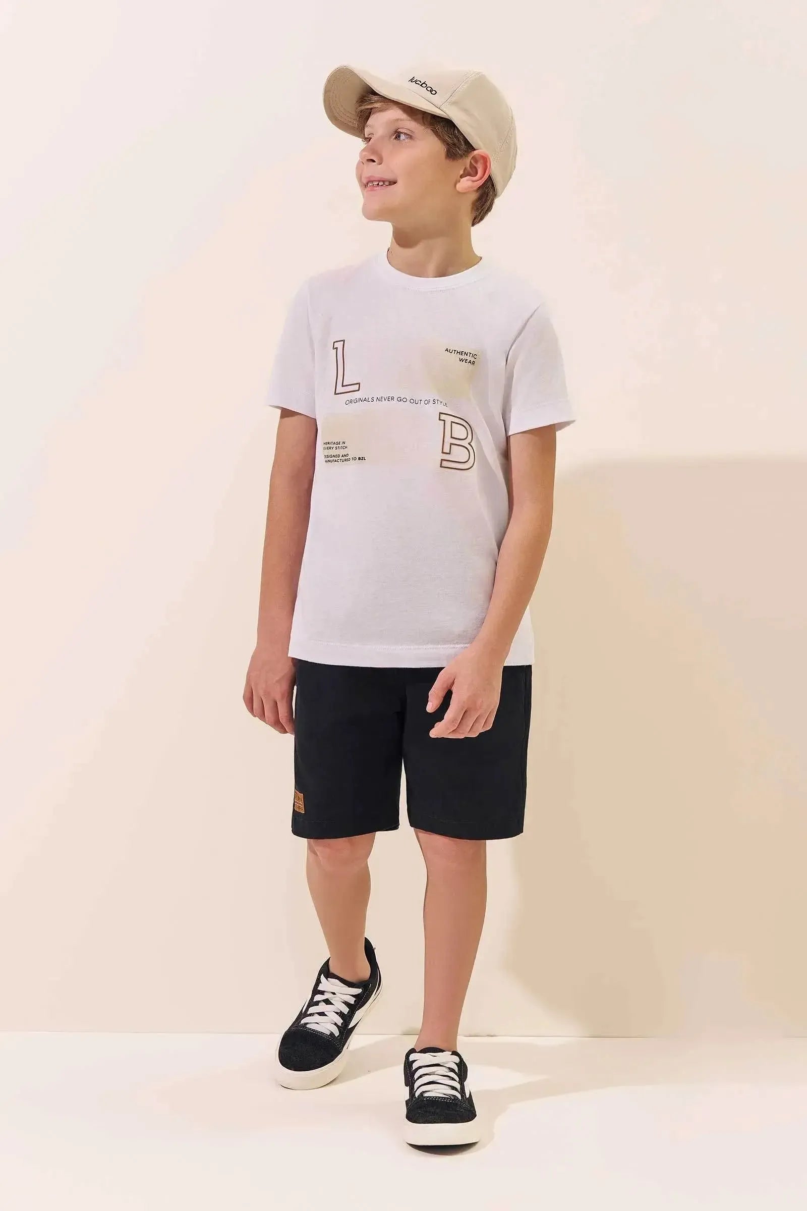 Bermuda em Sarja Stretch com Elastano 97046 LucBoo Infantil Menino