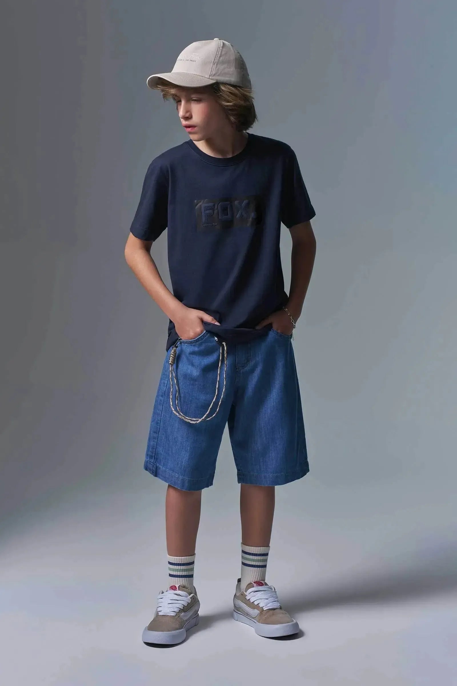 Bermuda Over em Jeans Benicio 97157 Johnny Fox Teen Menino