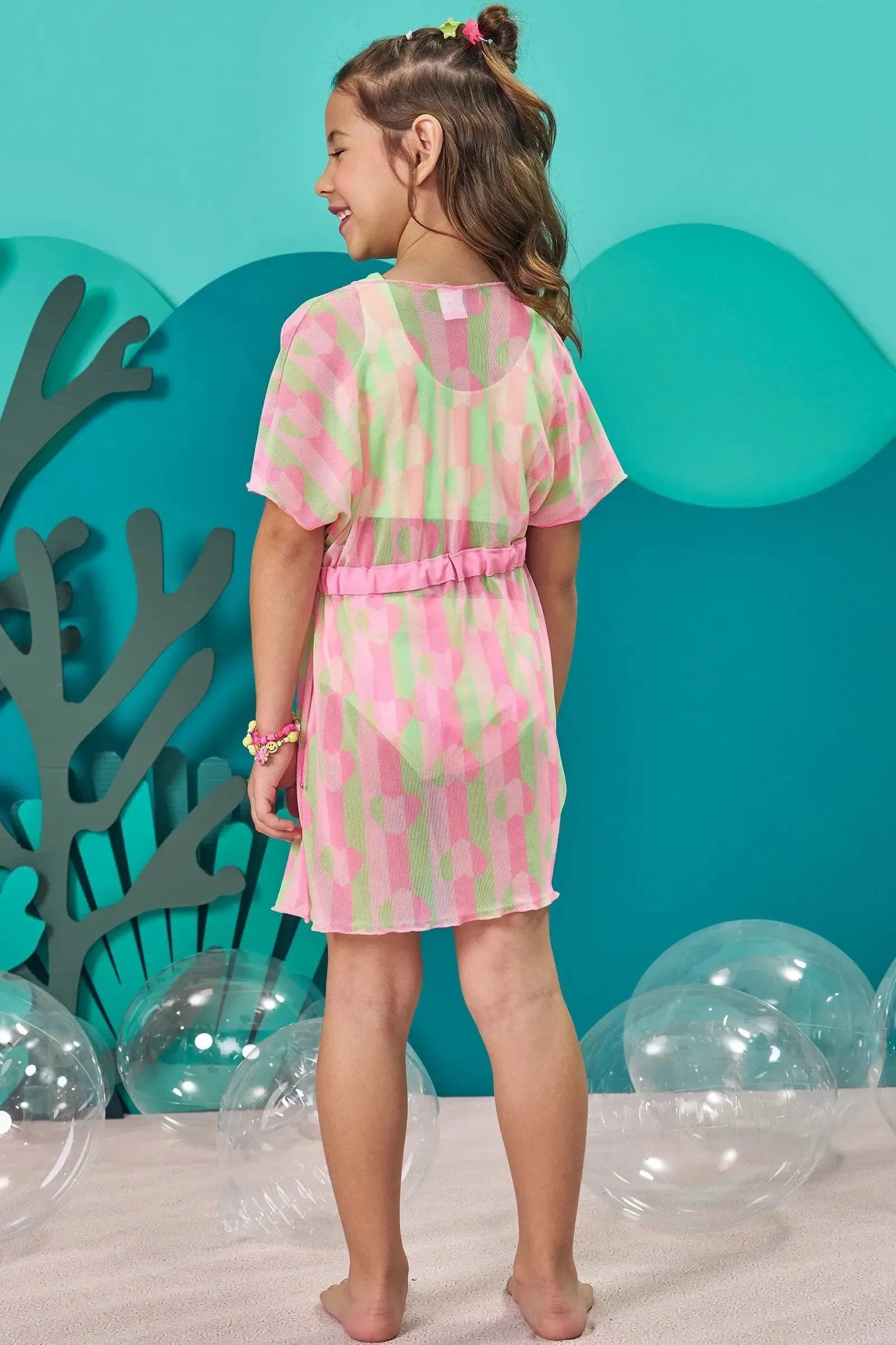 Biquíni com Proteção UV 50+ e Saída de Praia em Tule 83315 Kukiê Infantil Menina