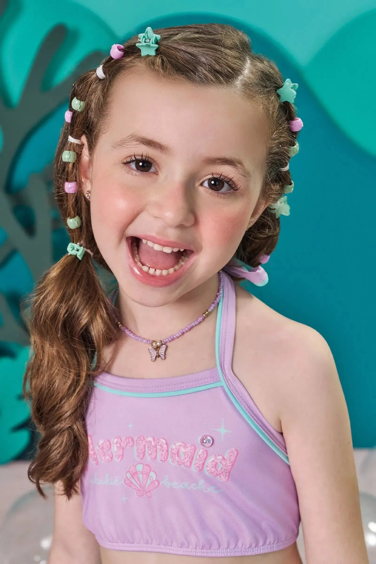 Biquíni em Malha com Proteção UV50+ e Saia em Tule 83691 Kukiê Infantil Menina