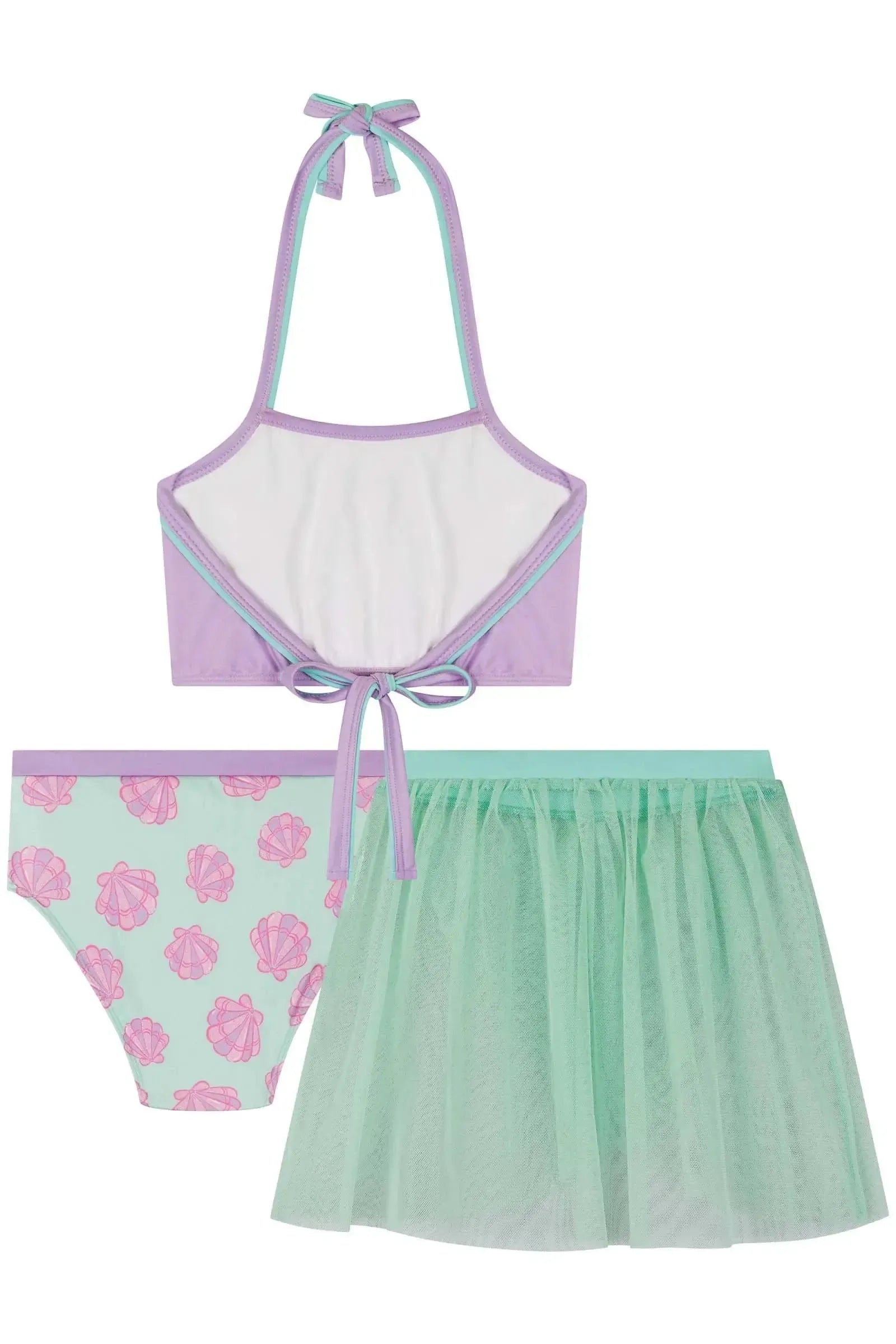 Biquíni em Malha com Proteção UV50+ e Saia em Tule 83691 Kukiê Infantil Menina