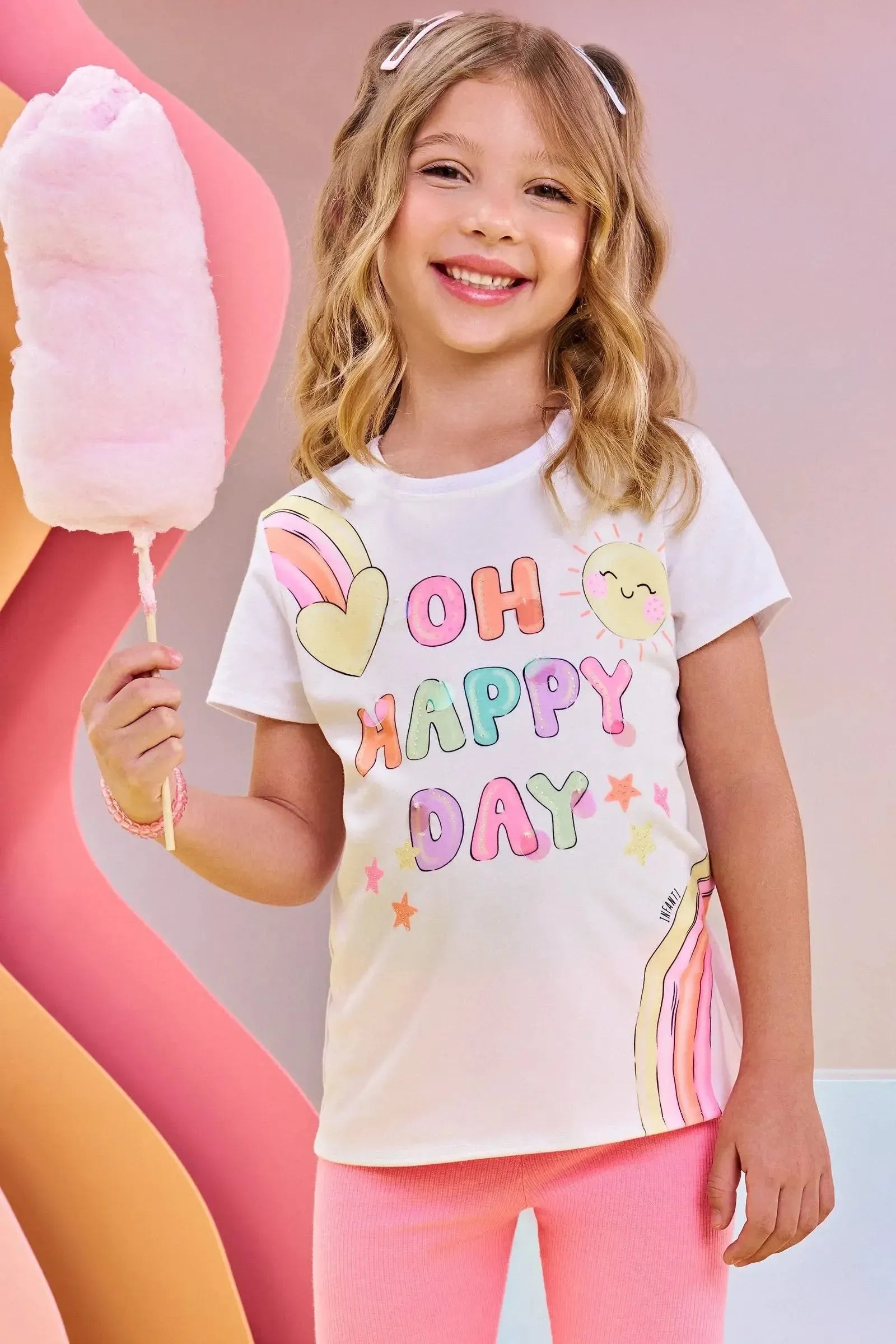 Blusa Alongada em Meia Malha 83012 Infanti Infantil Menina