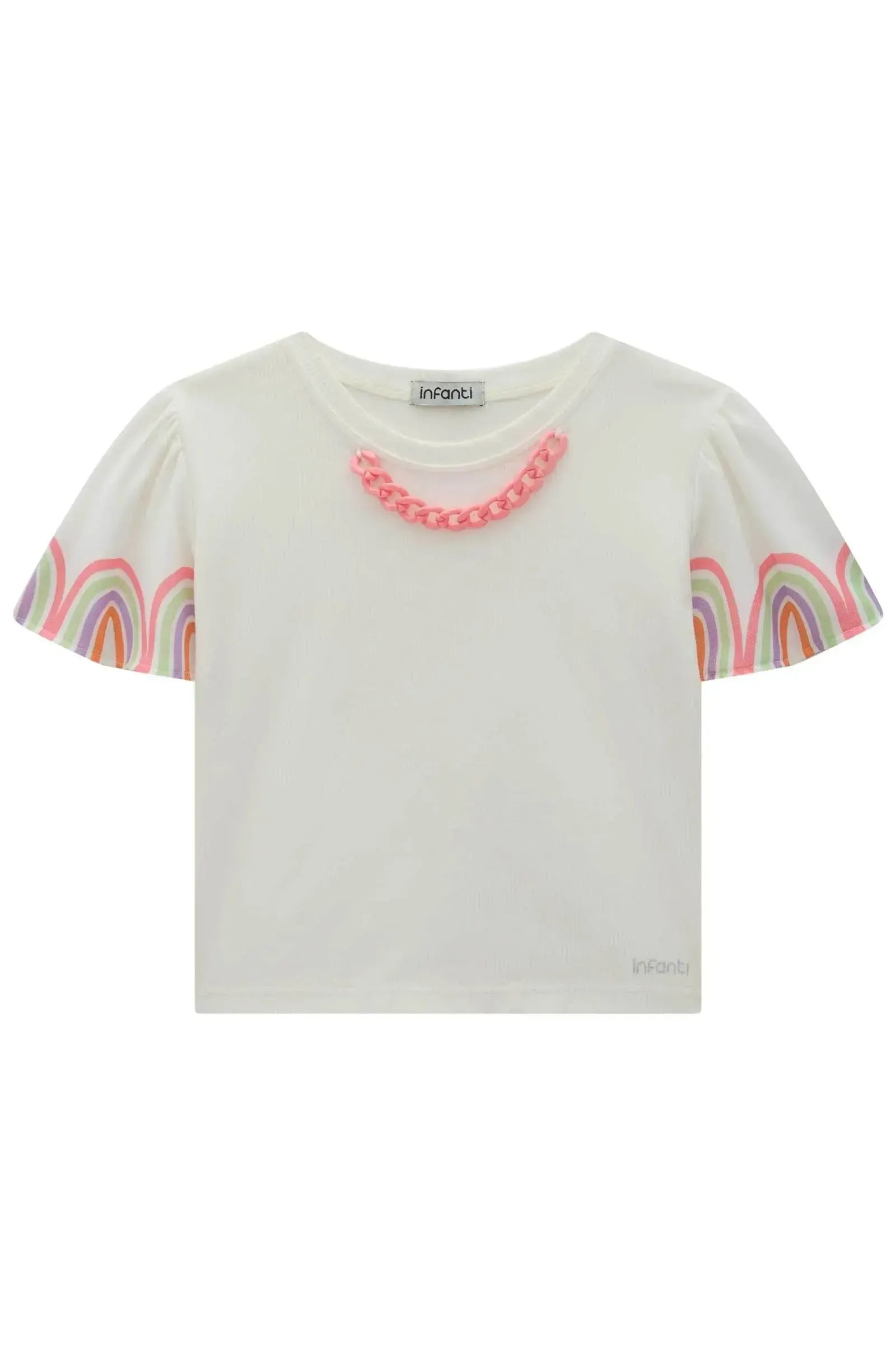 Blusa Boxy em Canelado e Visco Twill 83014 Infanti Infantil Menina