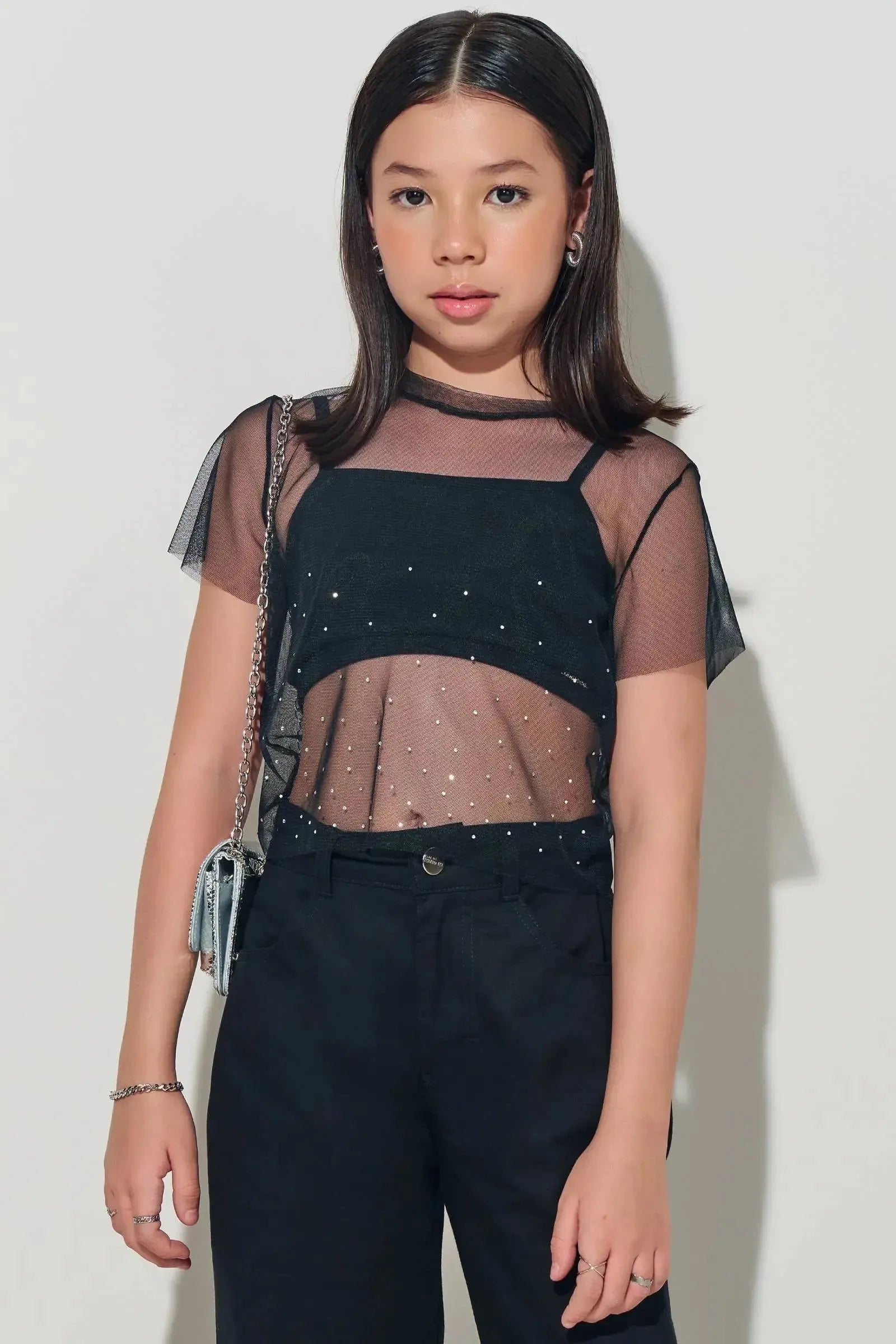 Blusa Boxy em Tule e Top em Cotton 83173 Lilimoon Teen Menina
