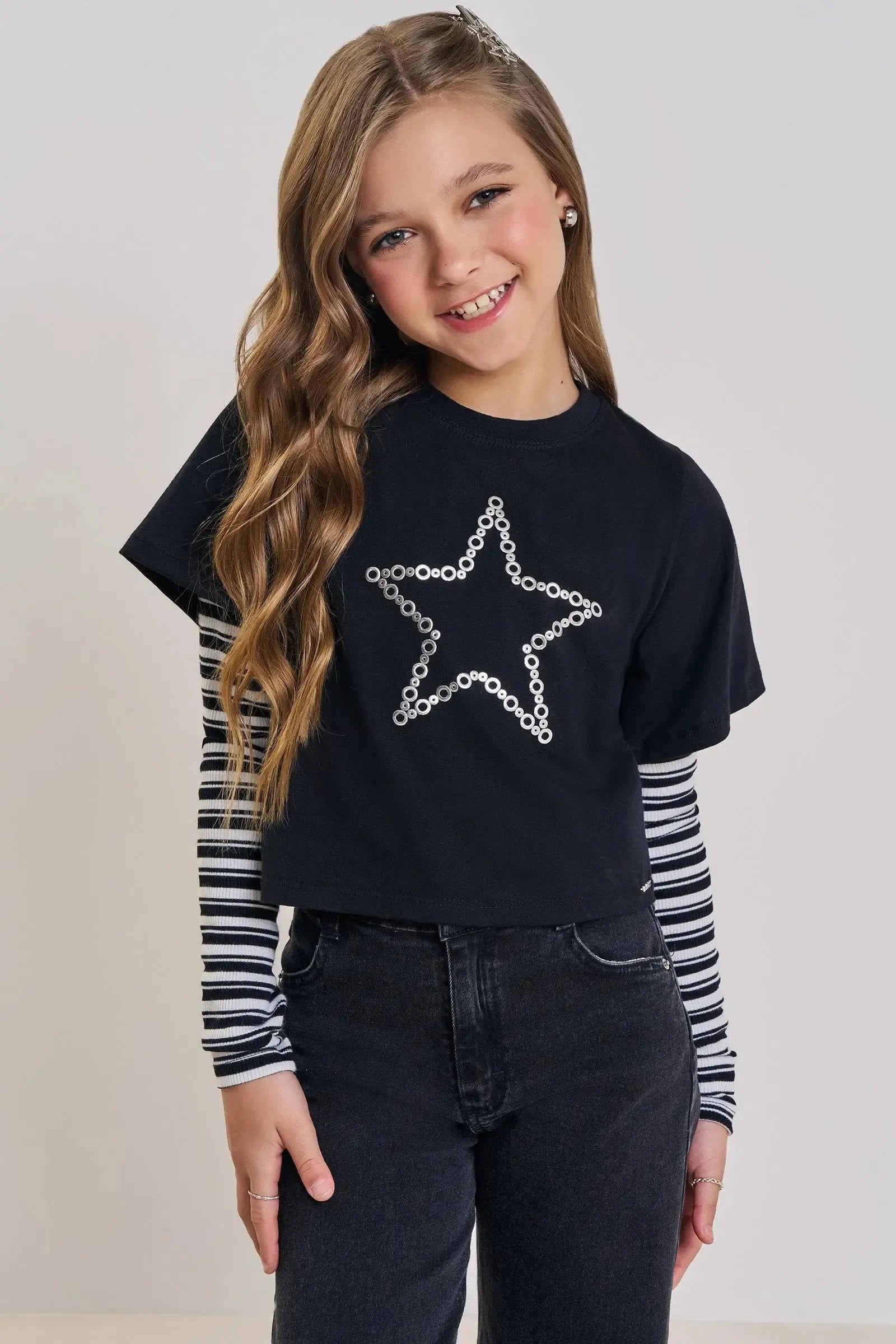 Blusa Boxy Over em Meia Malha 92736 Vic&Vicky Teen Menina