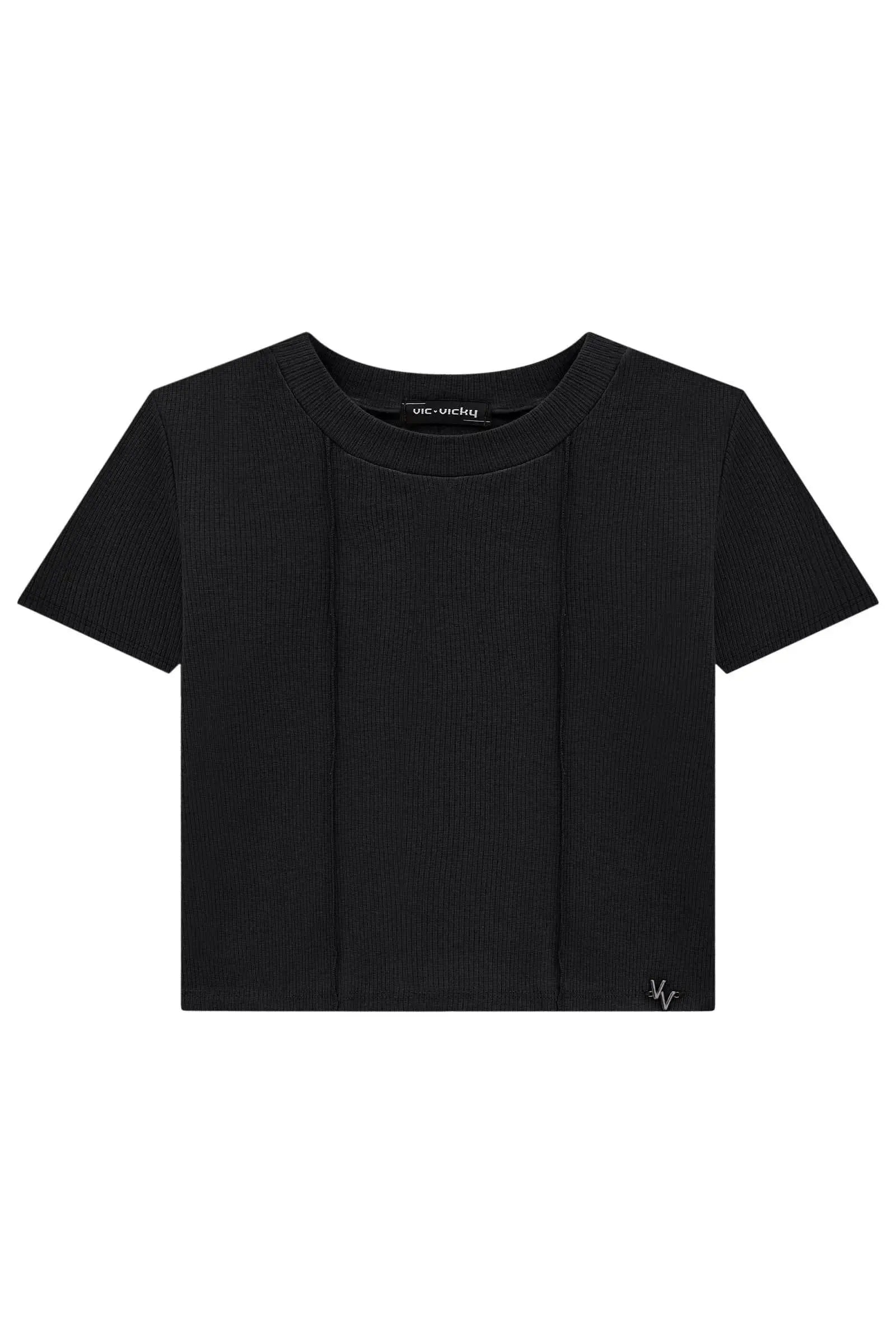 Blusa Cropped Teen Menina em Canelado Liz 81974 Vic&Vicky