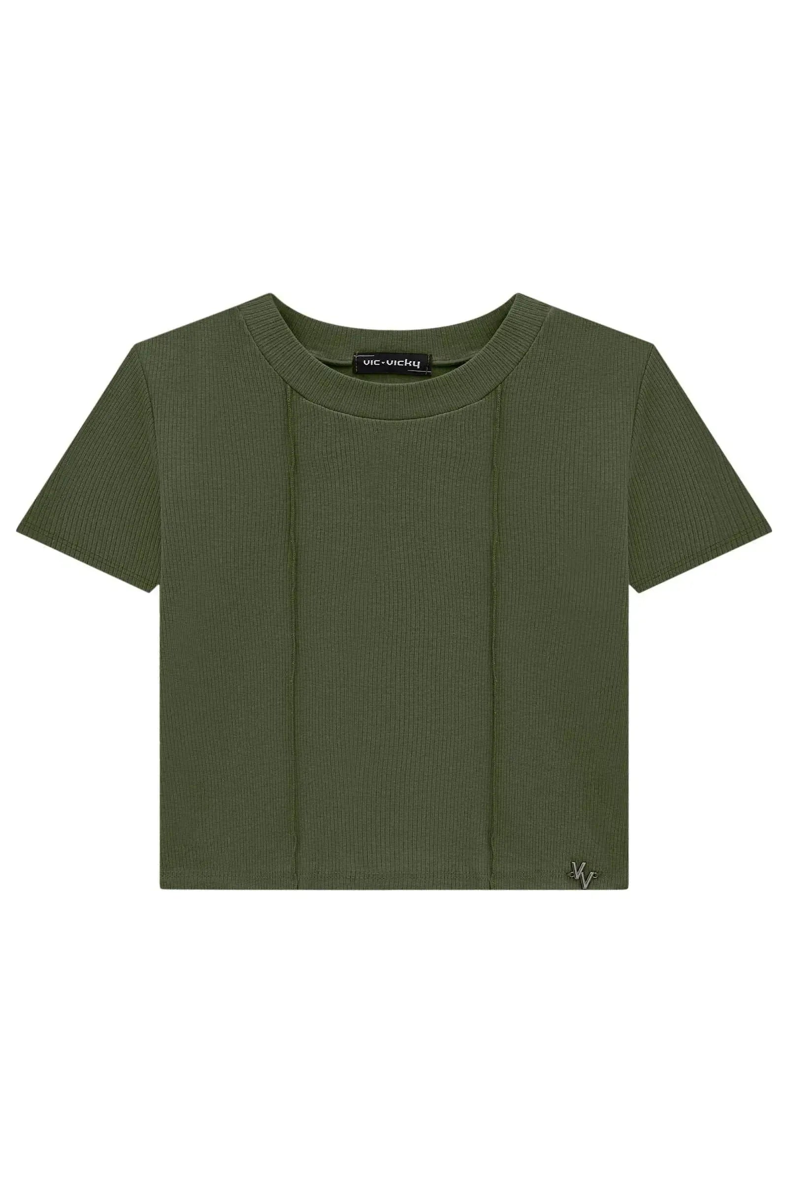 Blusa Cropped Teen Menina em Canelado Liz 81974 Vic&Vicky