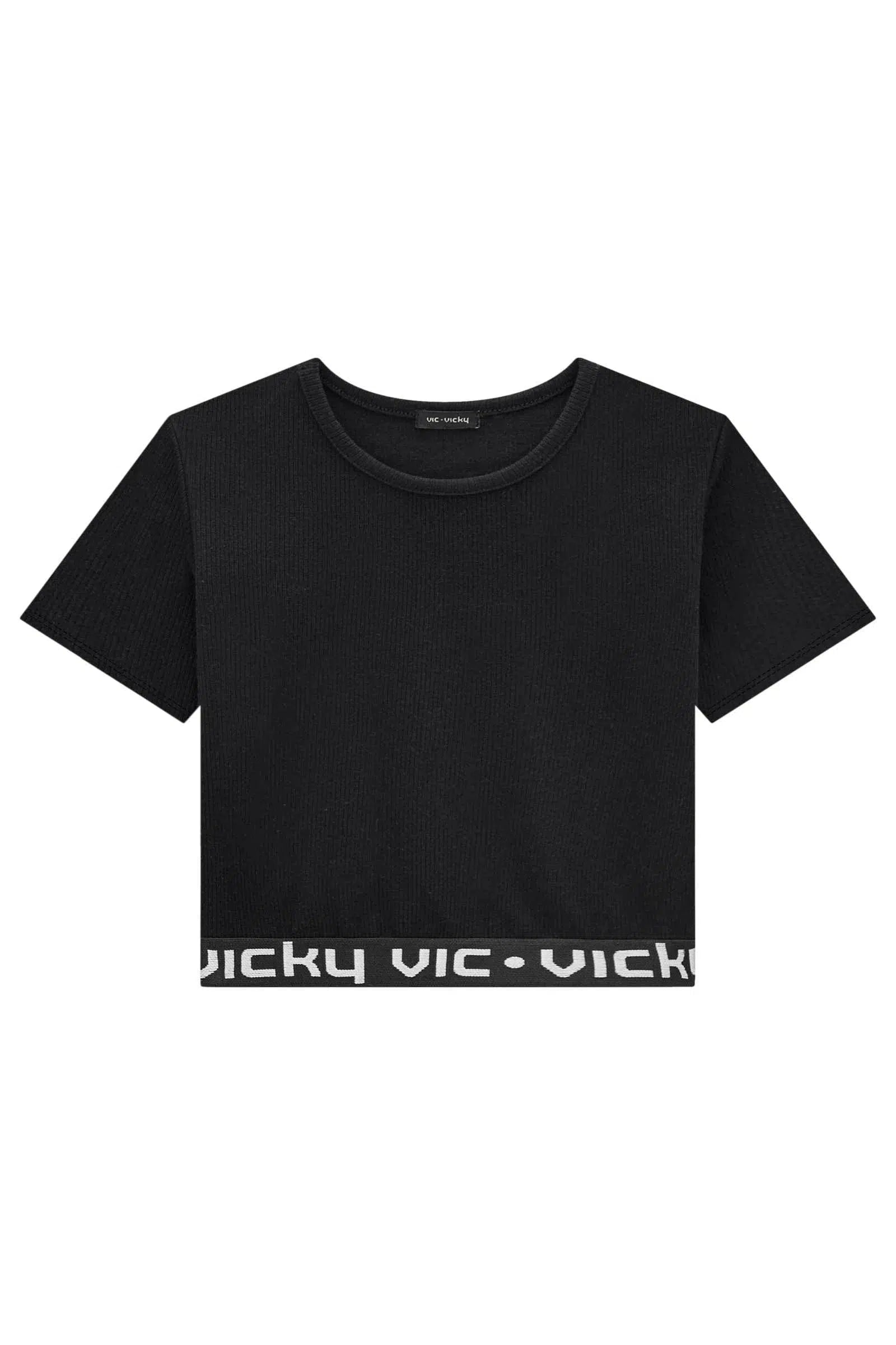 Blusa Cropped Teen Menina em Canelado Liz 81976 Vic&Vicky
