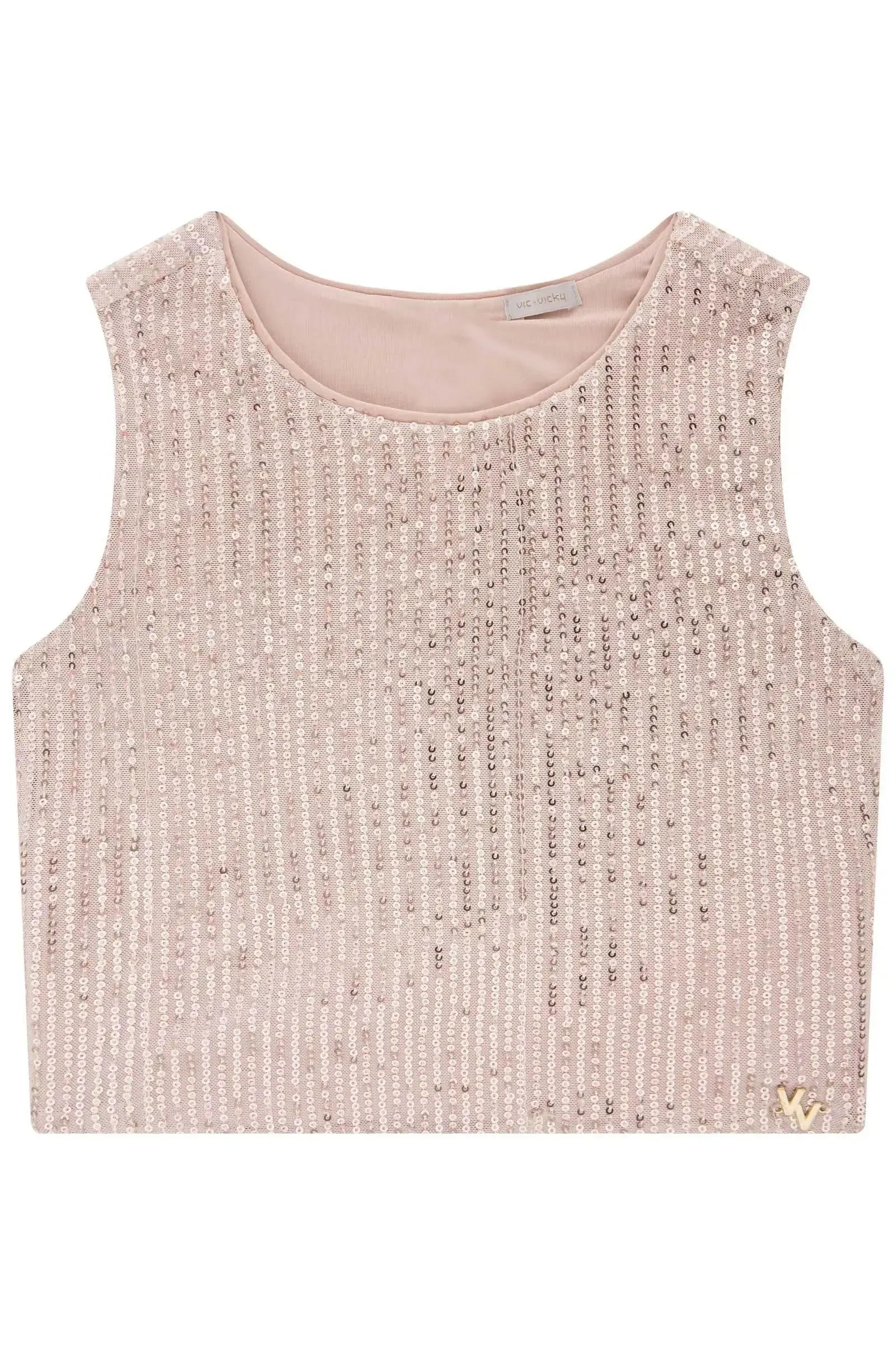Blusa Cropped em Paetê 83265 Vic&Vicky Teen Menina