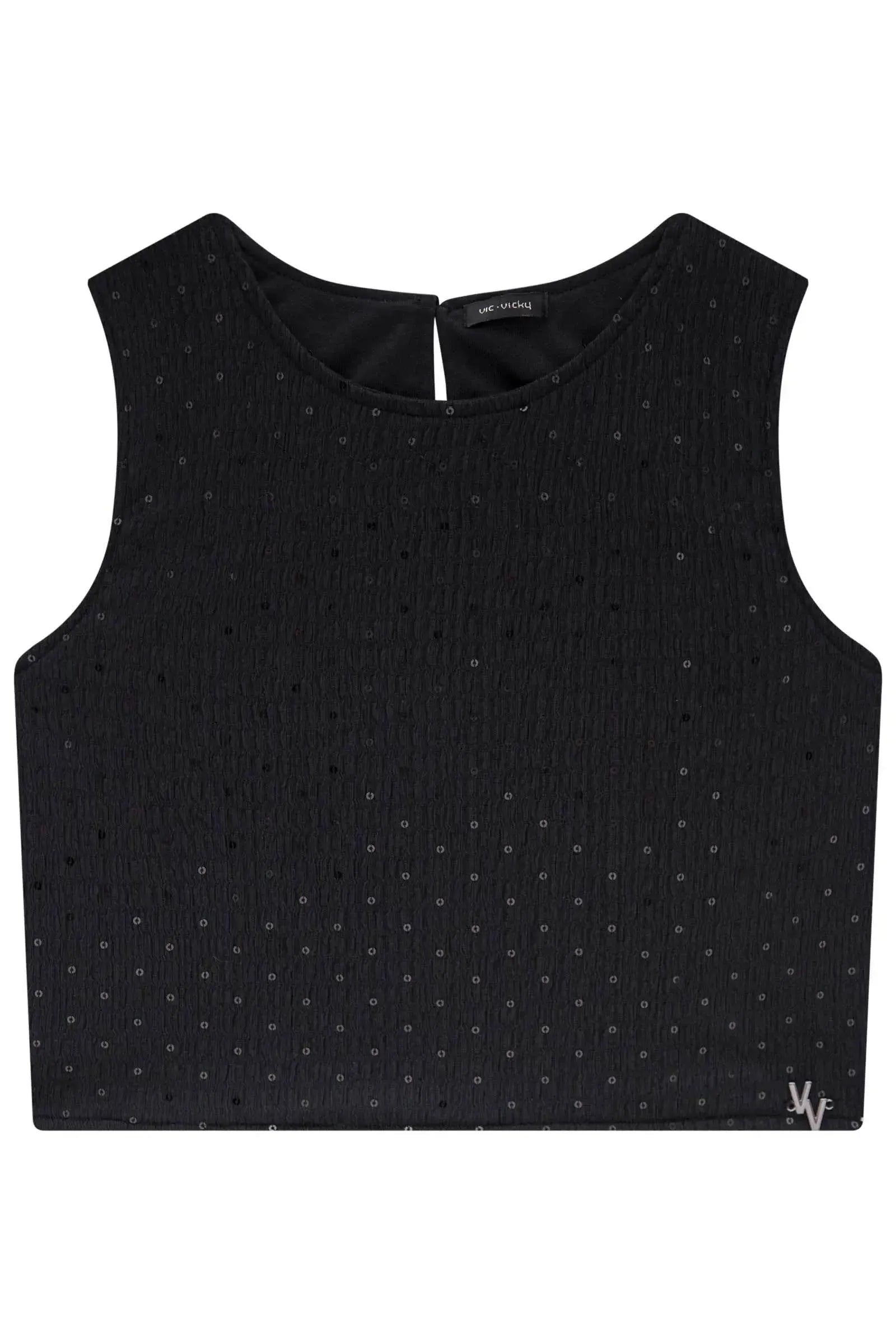 Blusa em Anarruga Bordada Paetê 83894 Vic&Vicky Teen Menina