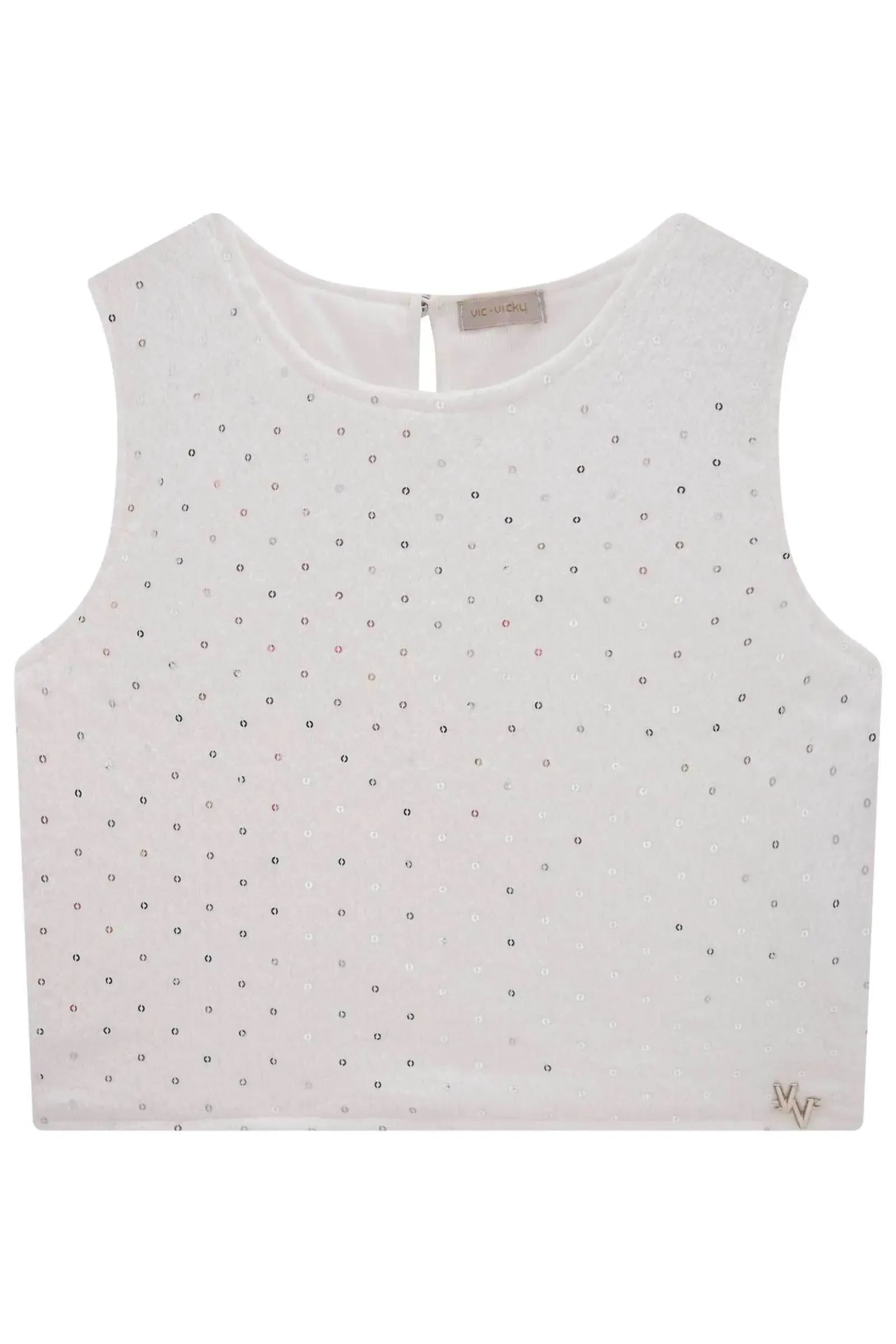 Blusa em Anarruga Bordada Paetê 83894 Vic&Vicky Teen Menina