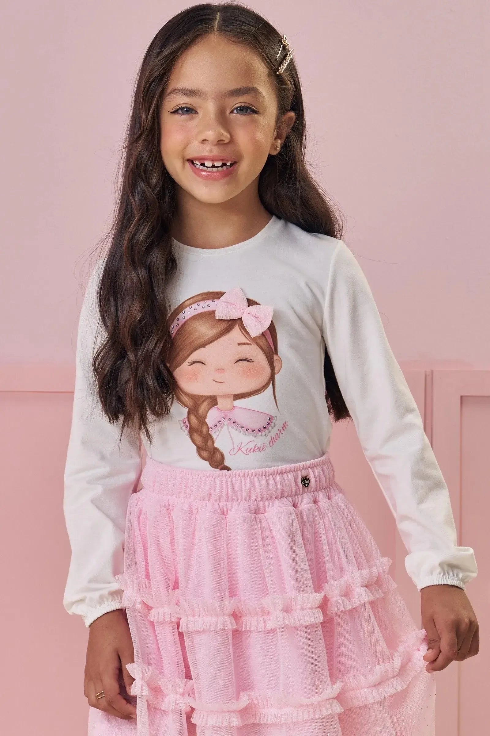 Blusa em Cotton 90936 Kukiê Infantil Menina