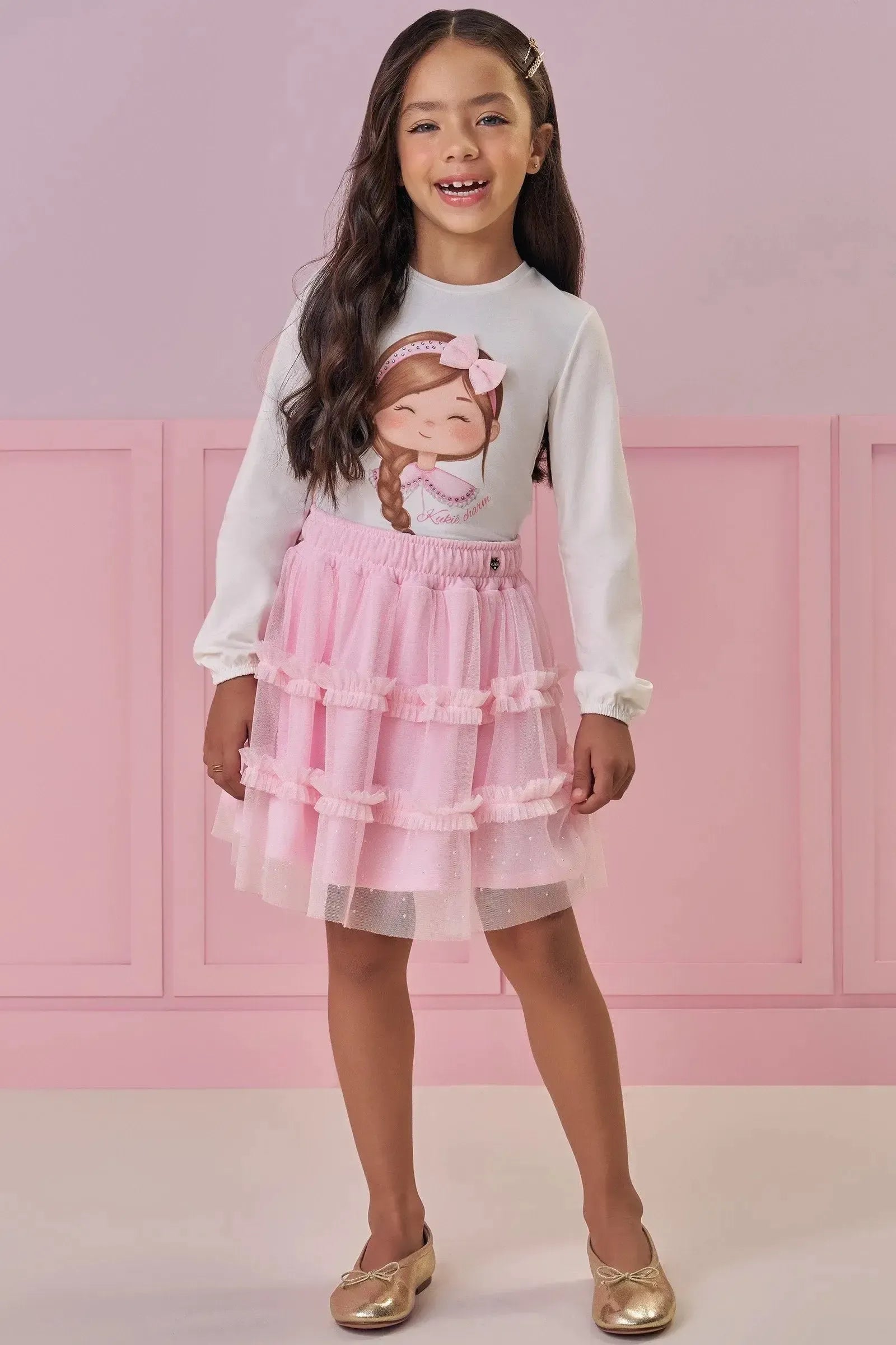 Blusa em Cotton 90936 Kukiê Infantil Menina