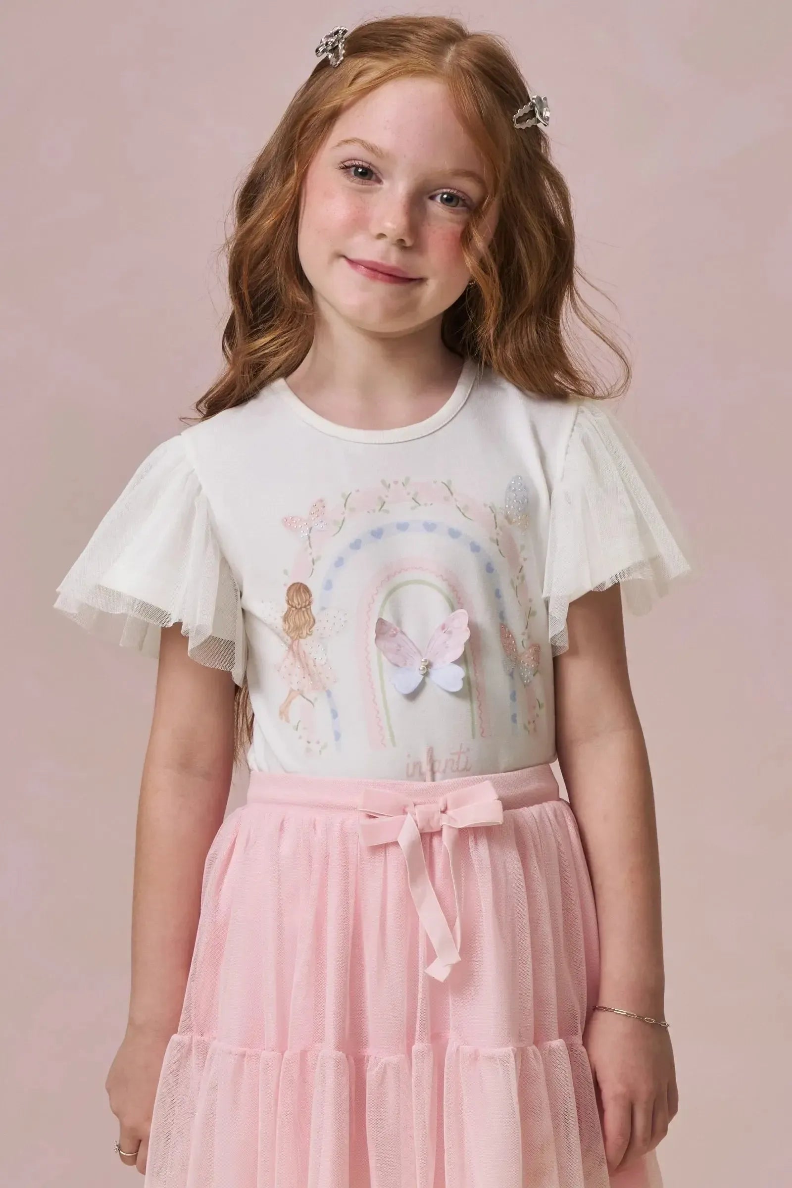 Blusa em Cotton e Tule 95884 Infanti Infantil Menina