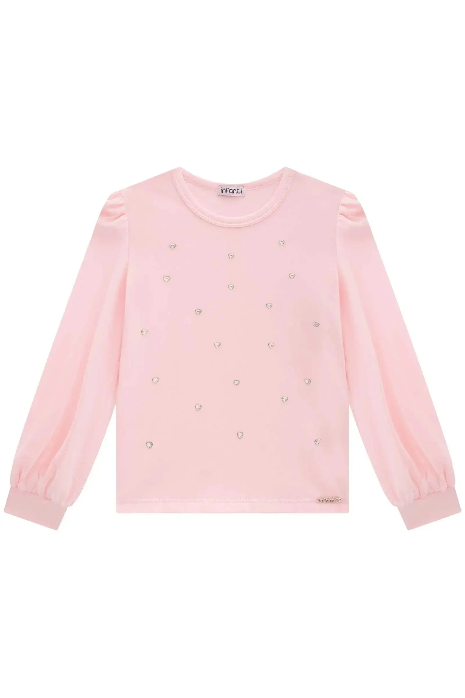 Blusa em Cotton e Tule com Elastano 89217 Infanti Infantil Menina