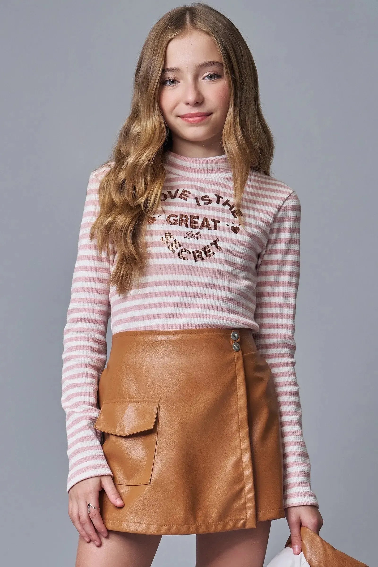 Blusa em Malha Waffle Listrada 89196 Lilimoon Teen Menina