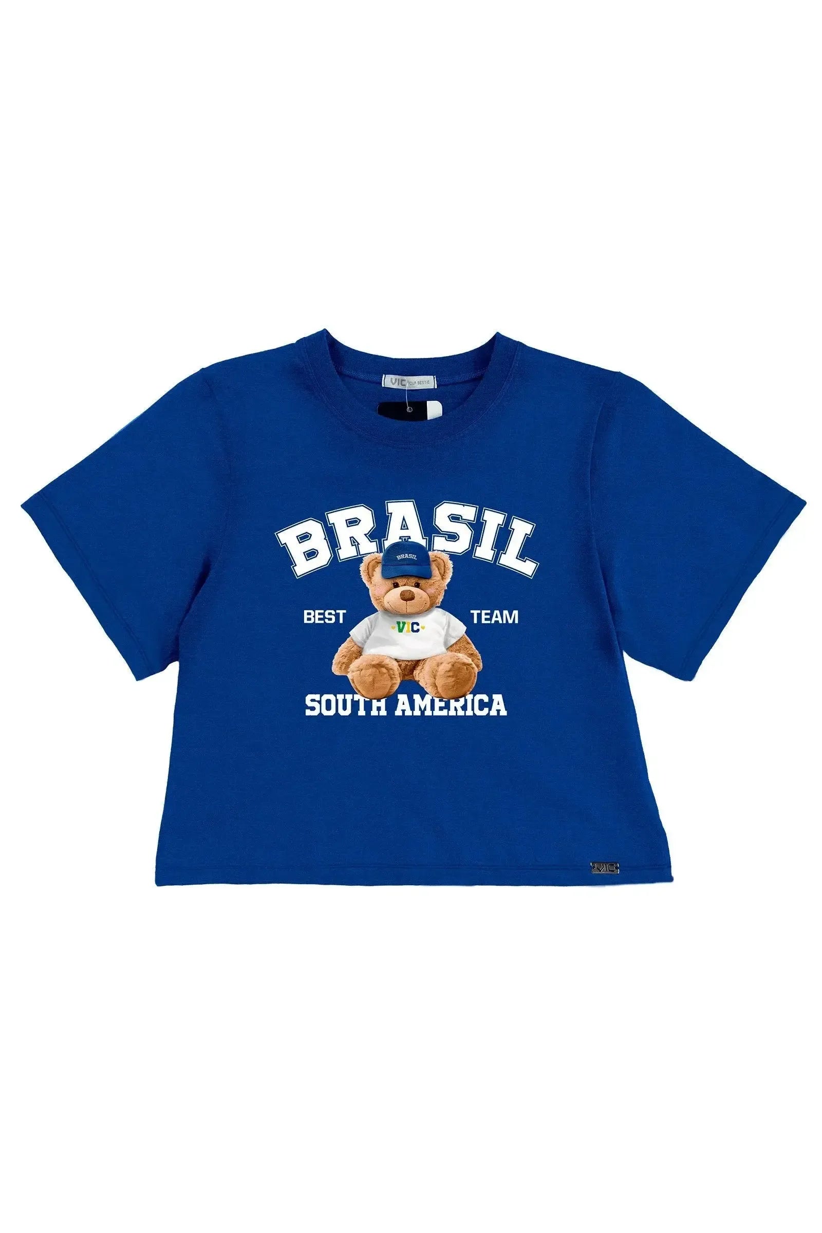 Blusa em Meia Malha Algodão Prime. Estampa de Urso Torcedor em Alta Definição Moderna e Divertida Perfeita Para Entrar No Clima Da Torcida Vic. 99760 Vic Teen Menina