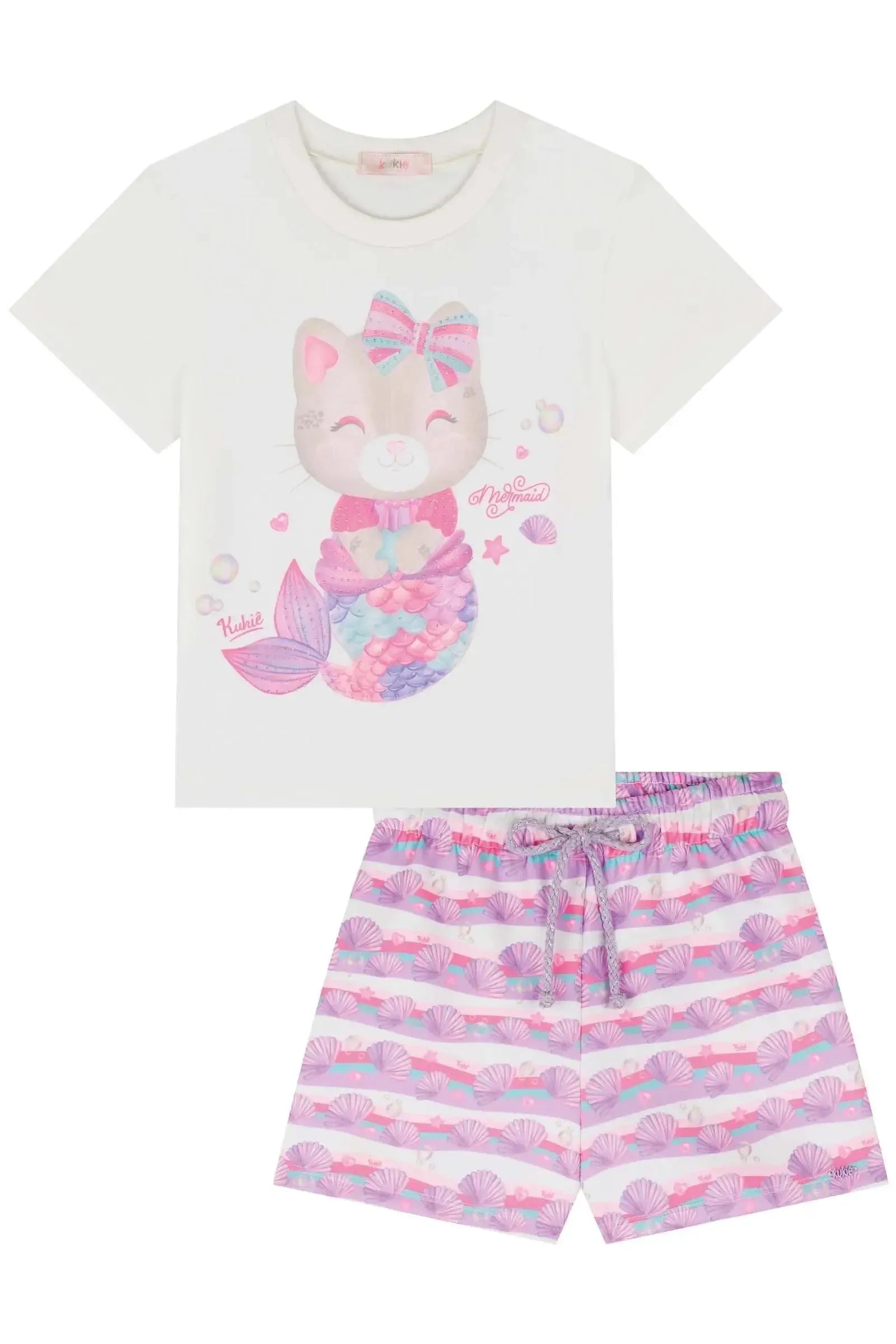 Blusa em Meia Malha e Shorts em Fly Tech 86175 Kukiê Infantil Menina