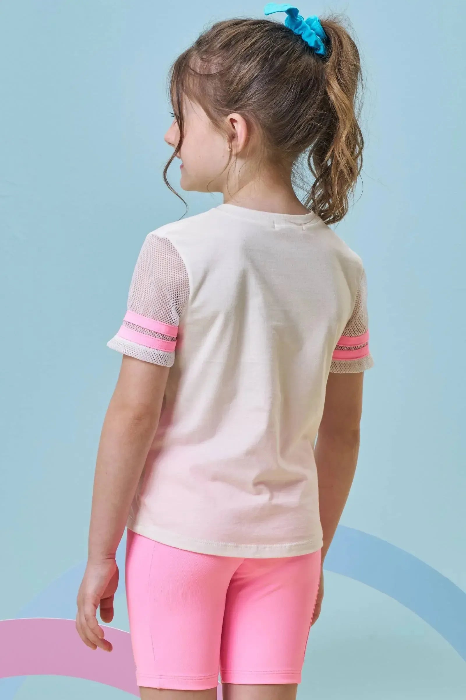 Blusa em Meia Malha e Tela 96989 Kukiê Infantil Menina