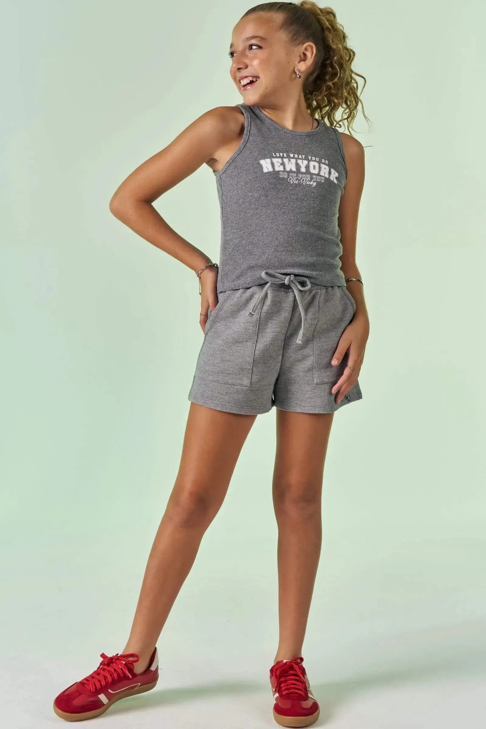 Blusa Regata Boxy em Canelado Liz 90407 Vic&Vicky Teen Menina