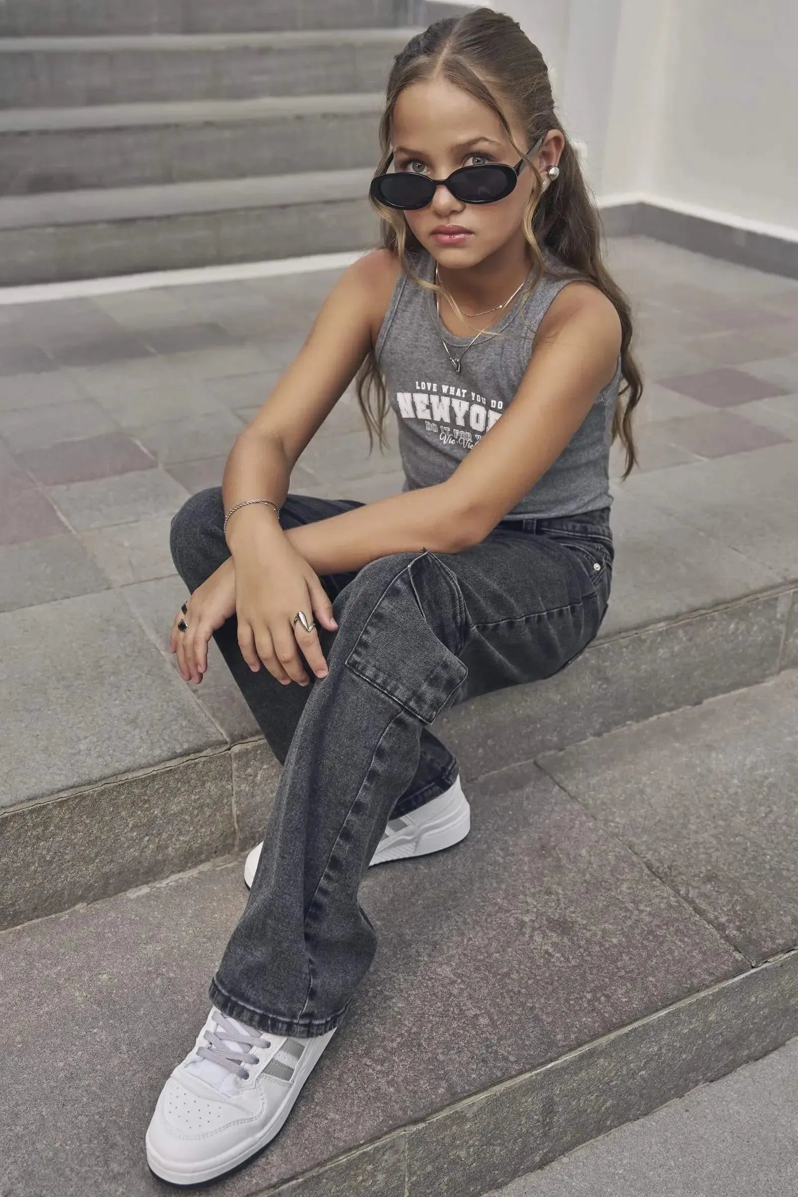 Blusa Regata Boxy em Canelado Liz 90407 Vic&Vicky Teen Menina