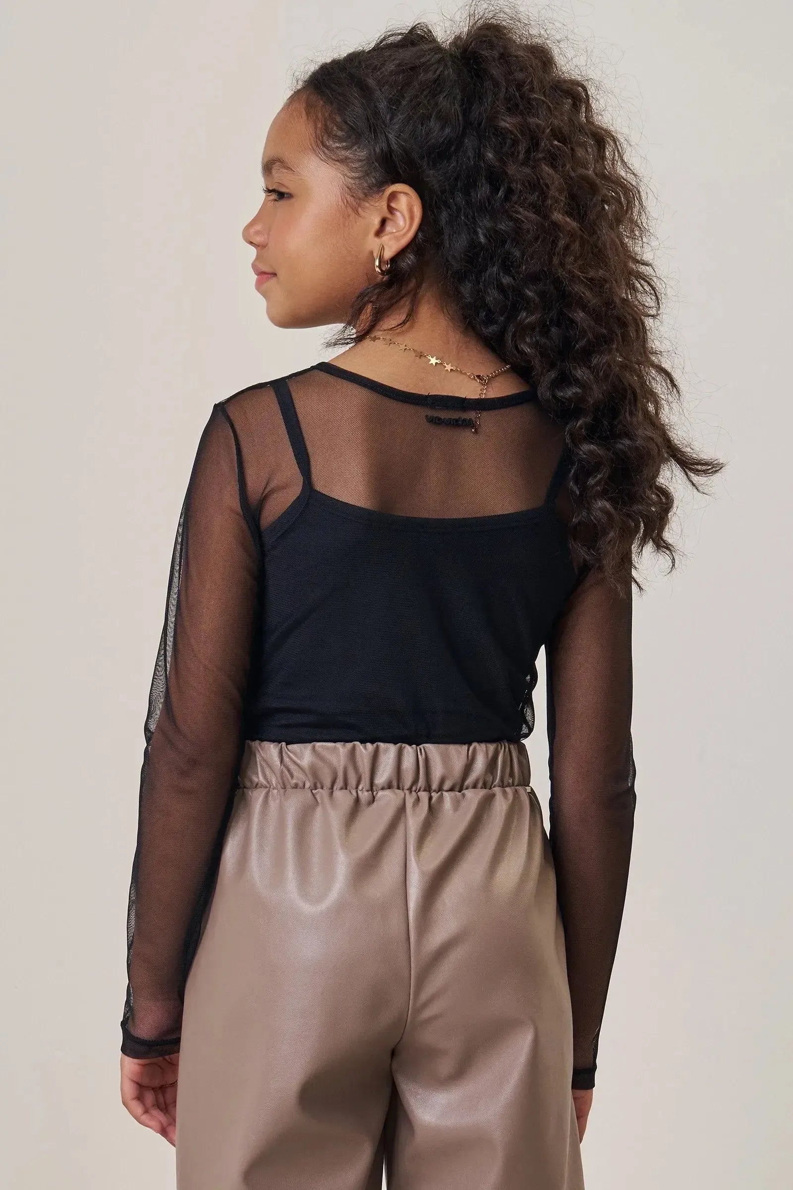 Blusa Sobreposição em Tule e Regata Cropped em Malha Uv 90137 Vic&Vicky Teen Menina