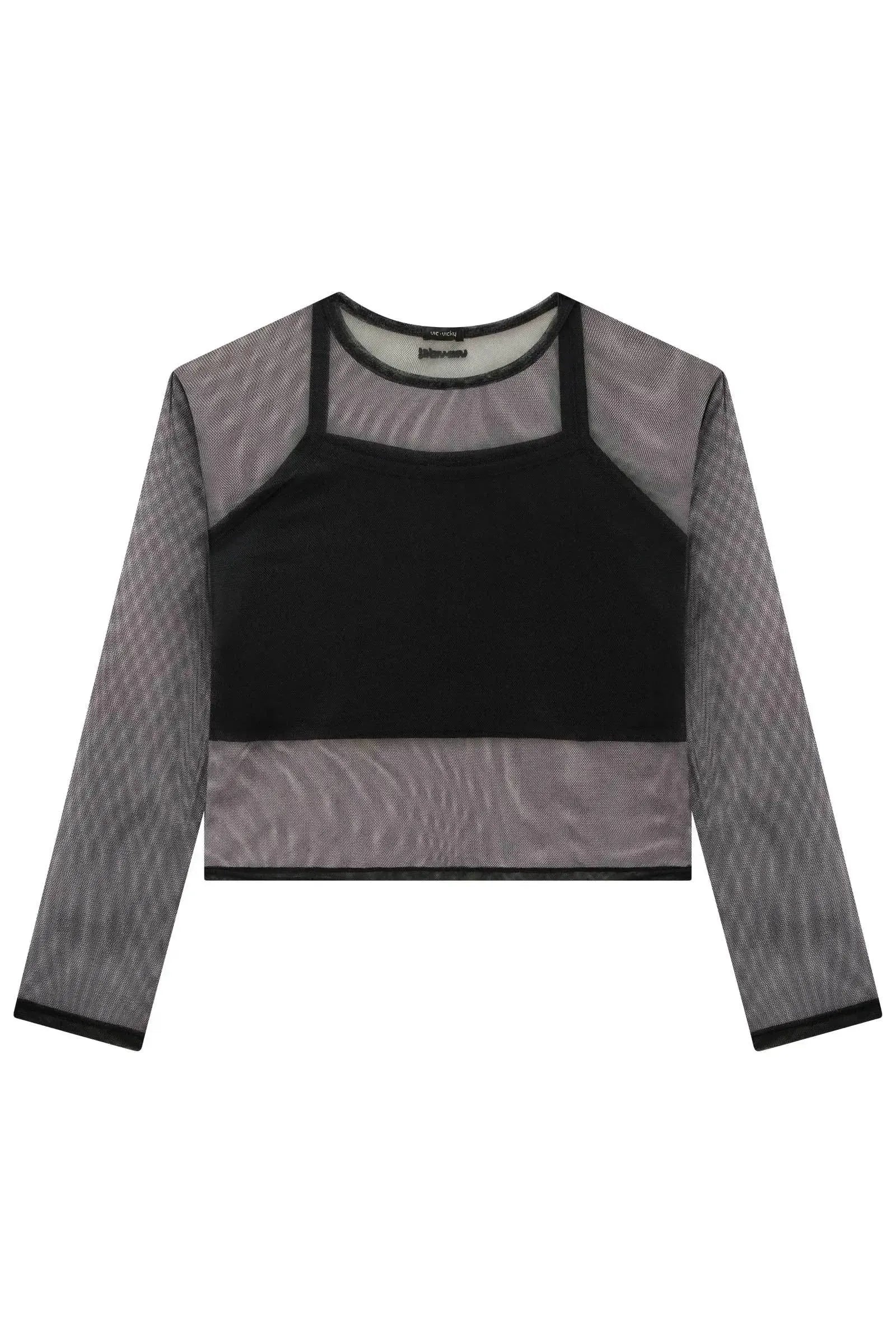 Blusa Sobreposição em Tule e Regata Cropped em Malha Uv 90137 Vic&Vicky Teen Menina