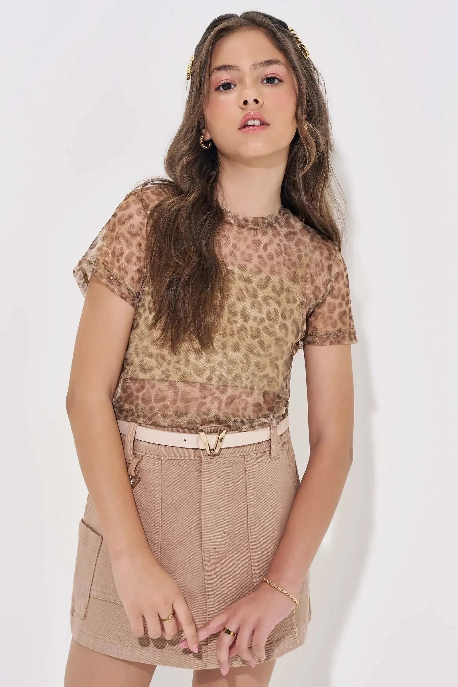 Blusa Sobreposição em Tule e Top em Canelado Liz 84980 Vic&Vicky Teen Menina