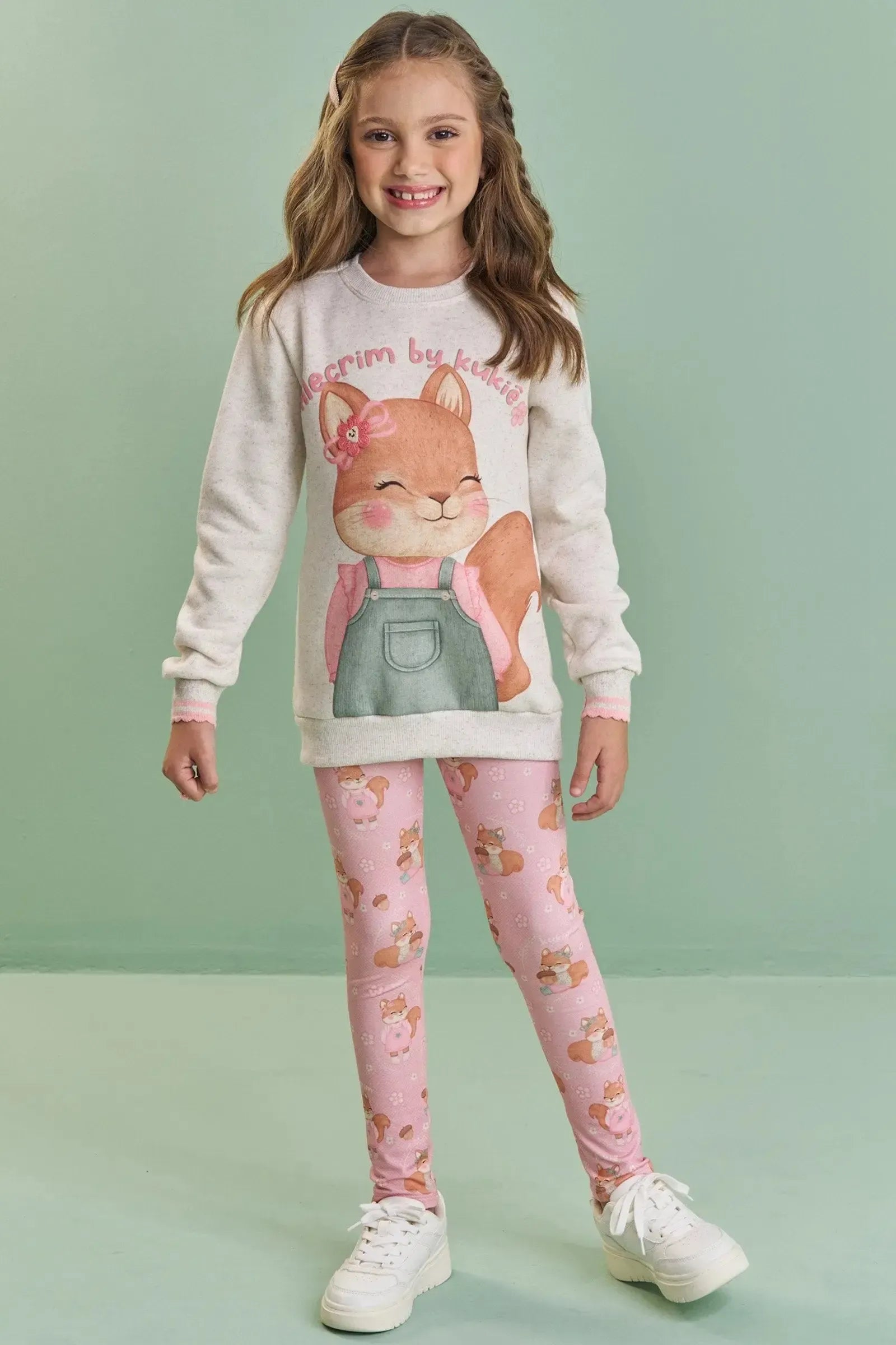 Blusão Alongado em Moletom Linho com Pelúcia 89913 Kukiê Infantil Menina