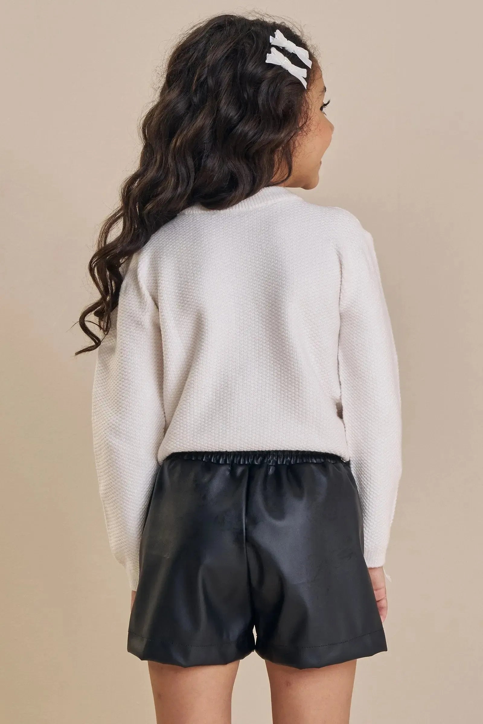 Blusão Boxy em Tricot de Viscose e Poliamida 87239 Kukiê Infantil Menina