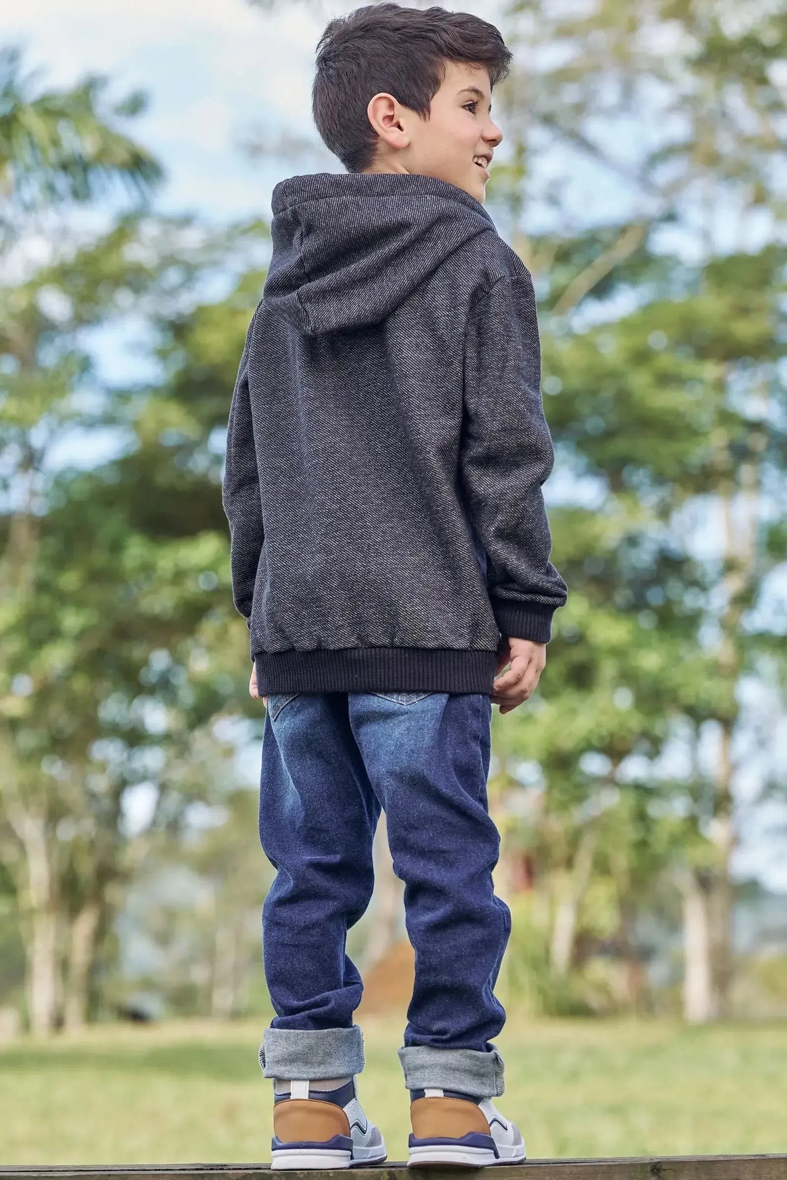 Blusão em Moletom Diagonal com Pelúcia 89366 LucBoo Infantil Menino