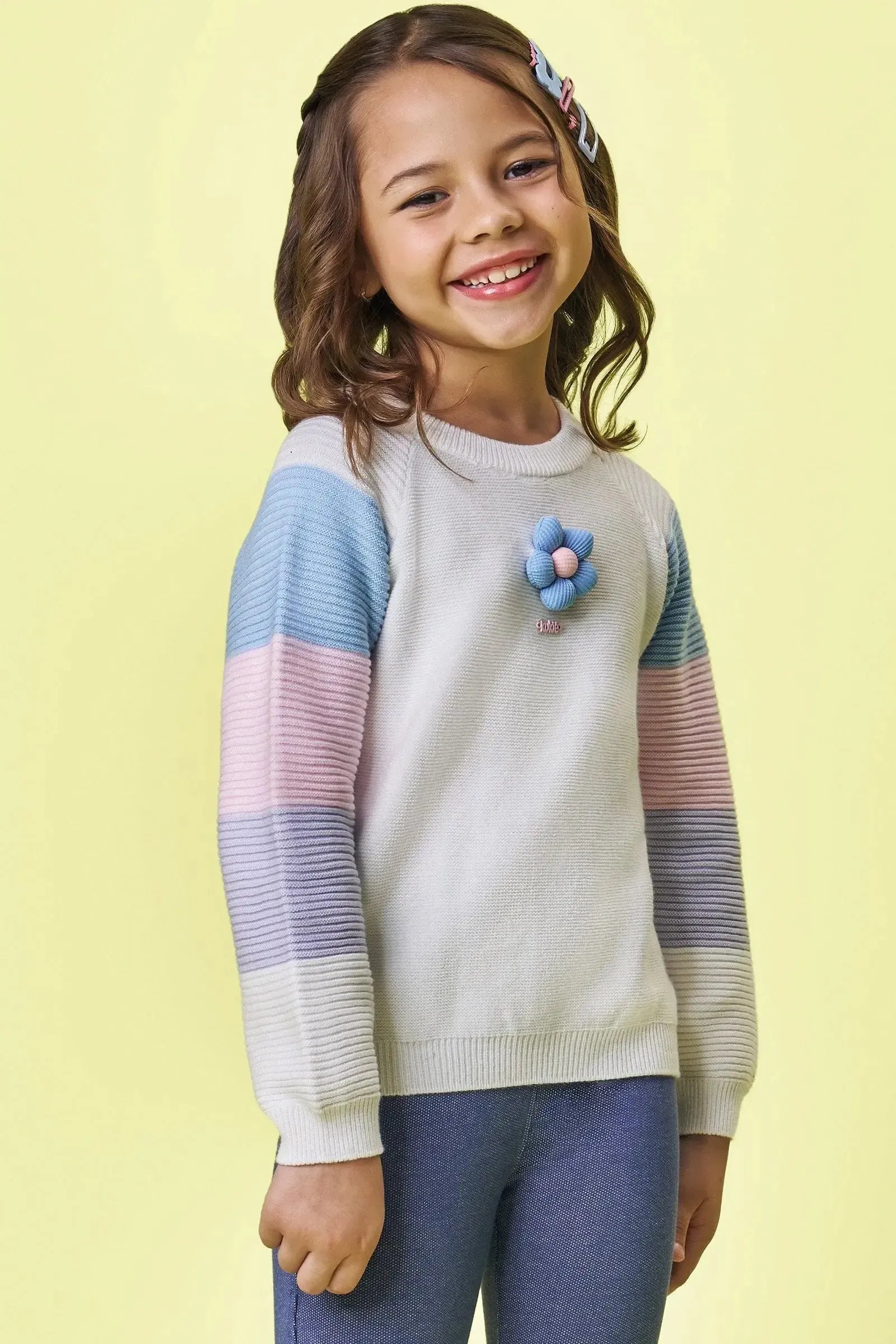 Blusão em Tricot de Viscose e Poliamida 87812 Kukiê Infantil Menina
