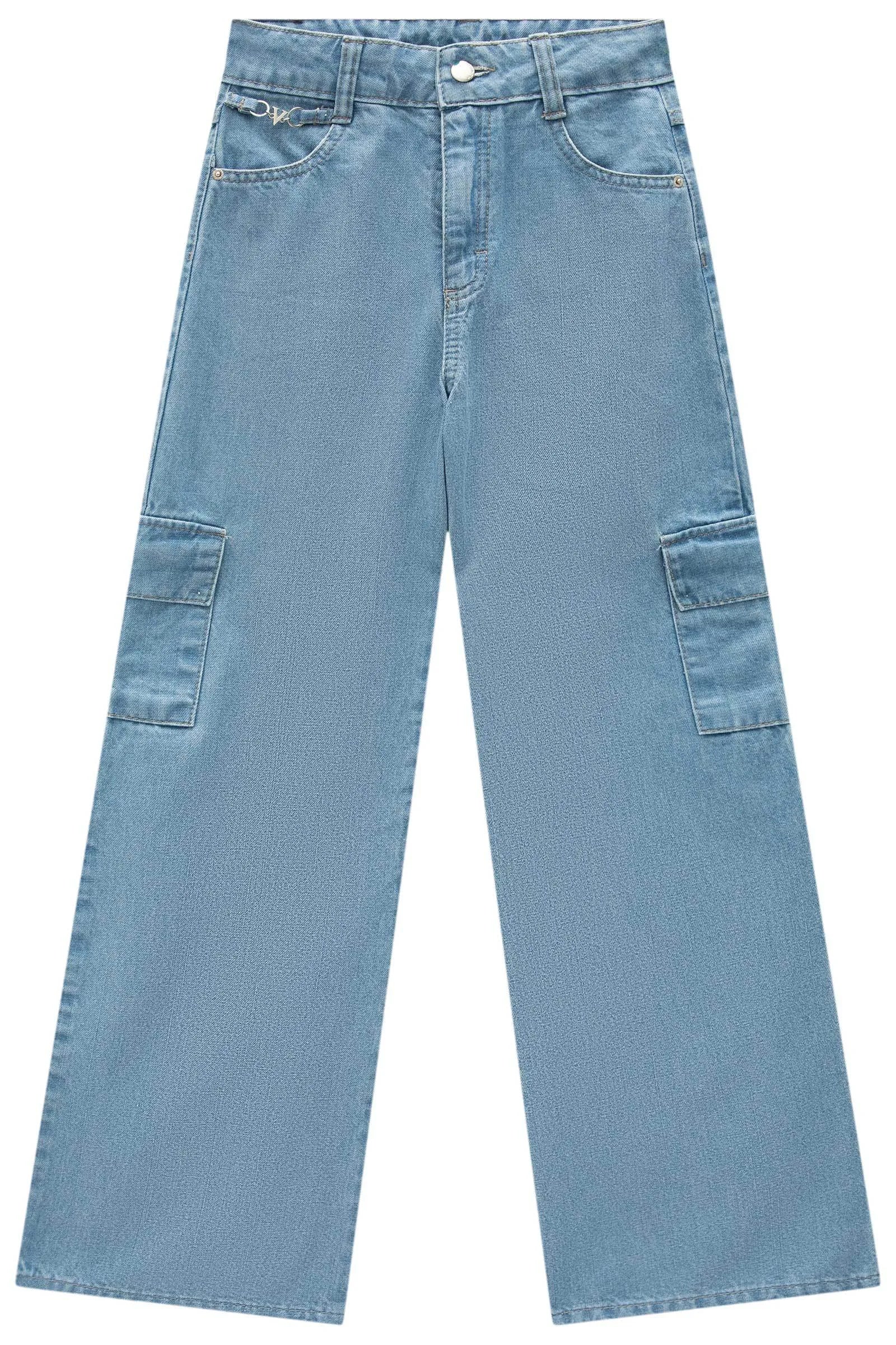 Calça Cargo em Jeans 90190 Vic&Vicky Teen Menina