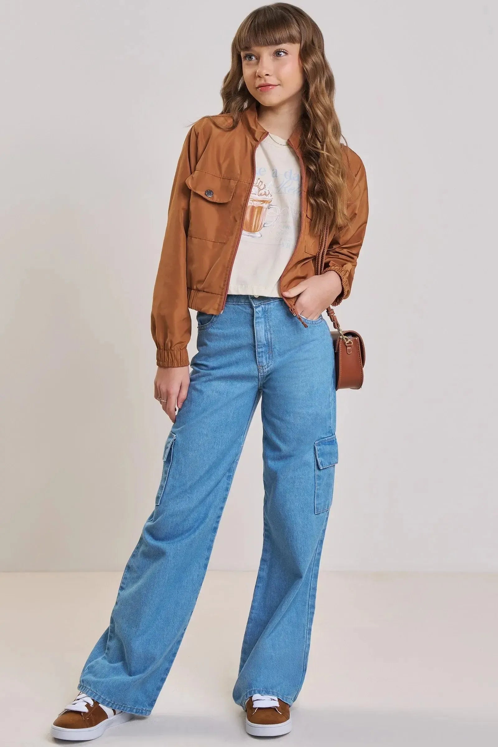 Calça Cargo em Jeans 90190 Vic&Vicky Teen Menina