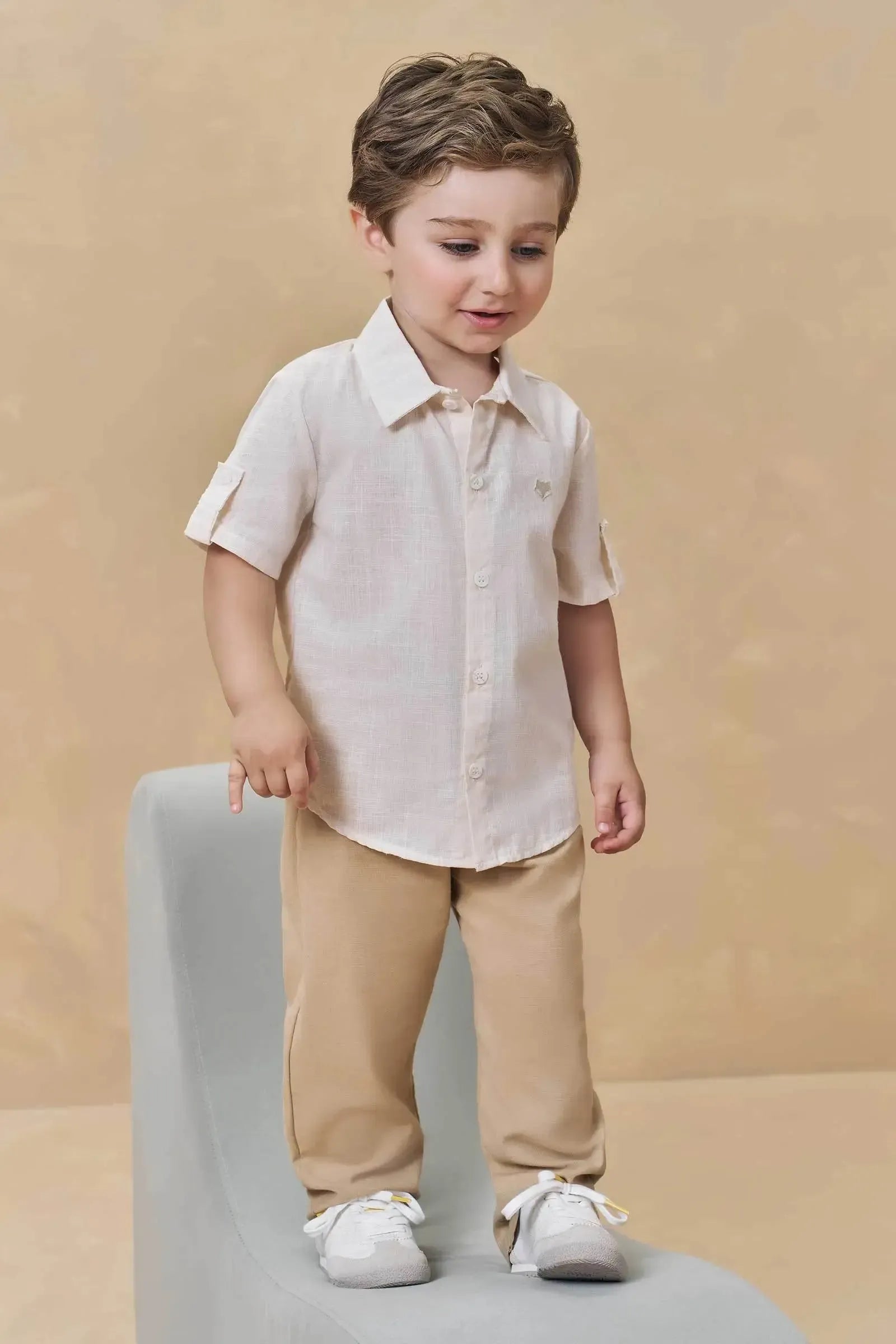 Calça em Linho Santorine com Elastano 94825 Johnny Fox Teen Menino