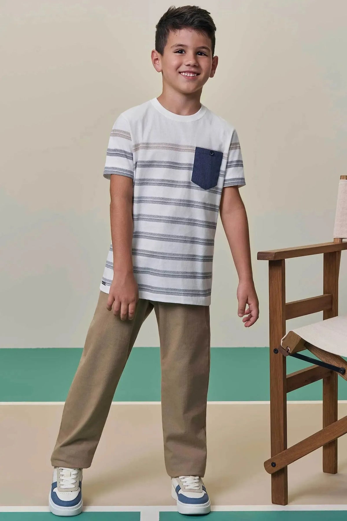 Calça em Sarja Girassol com Elastano 98417 LucBoo Infantil Menino