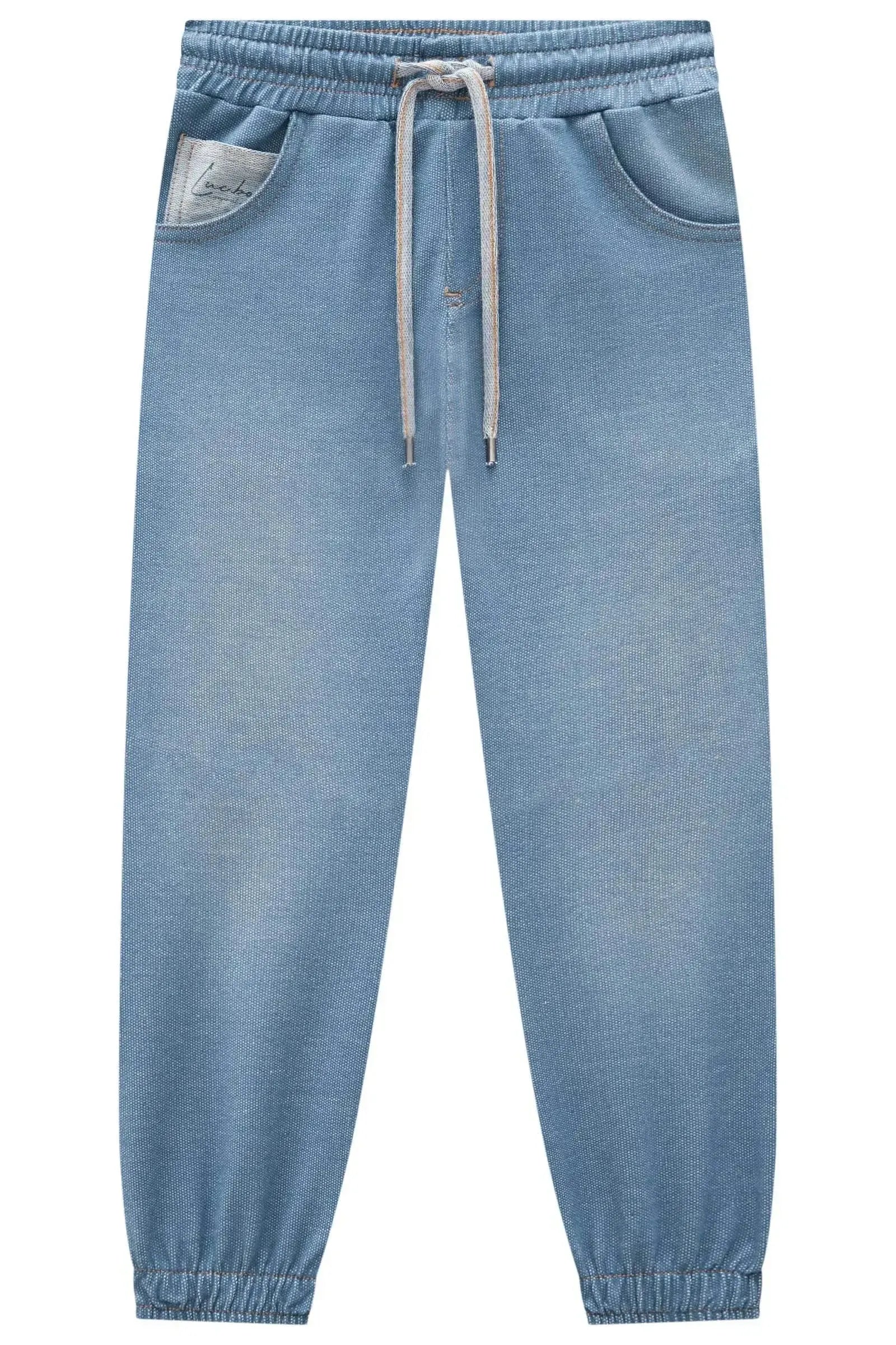 Calça Jogger em Malha Denim com Elastano 84825 LucBoo Infantil Menino