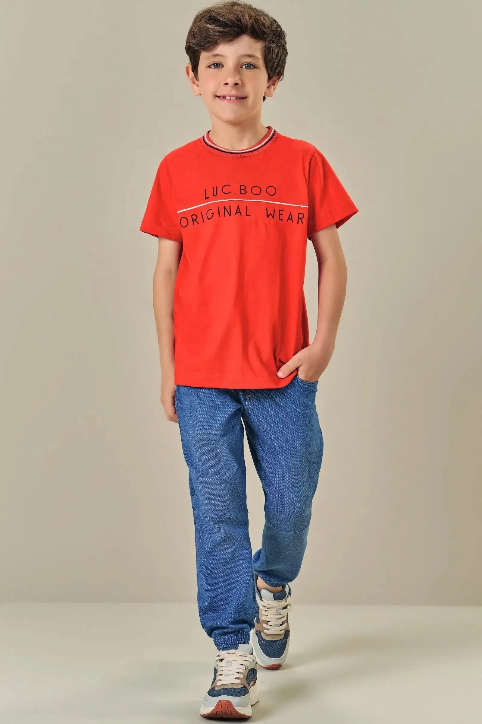 Calça Jogger em Malha Denim com Elastano 84825 LucBoo Infantil Menino