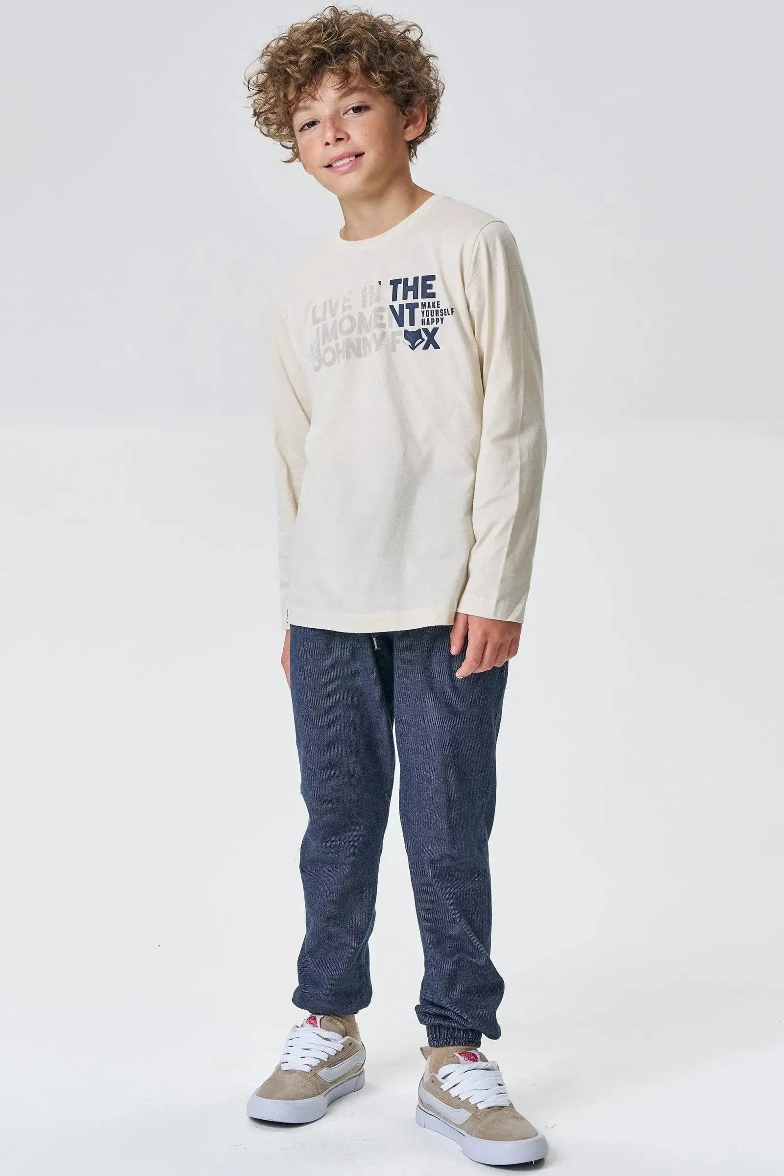 Calça Jogger em Malha Denim com Elastano 92661 Johnny Fox Teen Menino