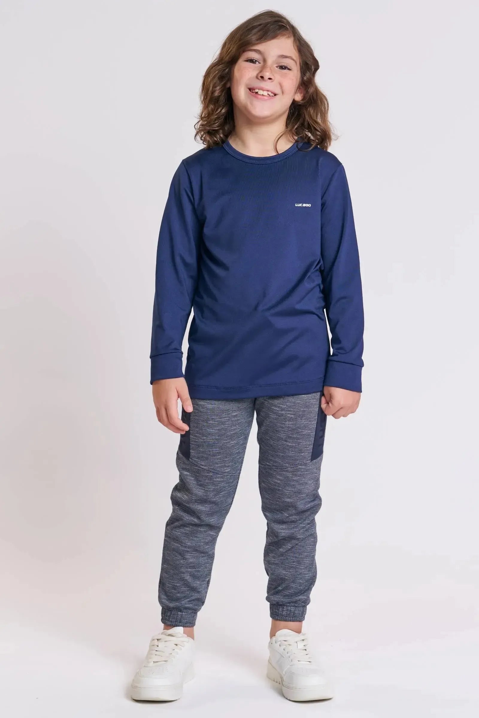 Calça Jogger em Mesclado Bicolor 89727 LucBoo Infantil Menino