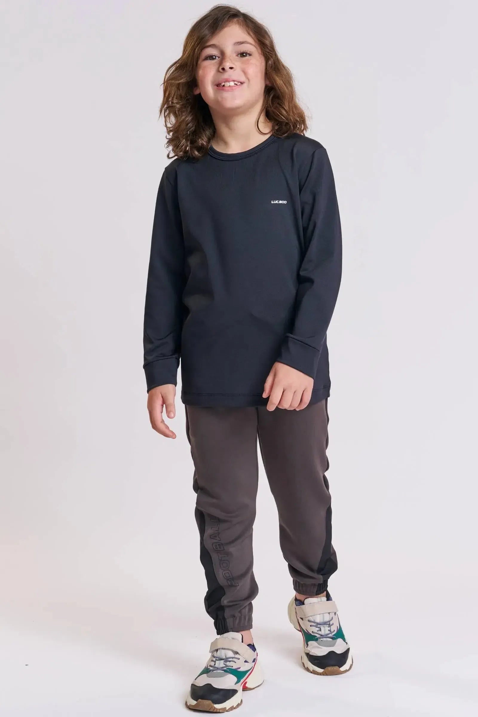 Calça Jogger em Sport Tech e Nylon Ultrastretch com Elastano 90402 LucBoo Infantil Menino