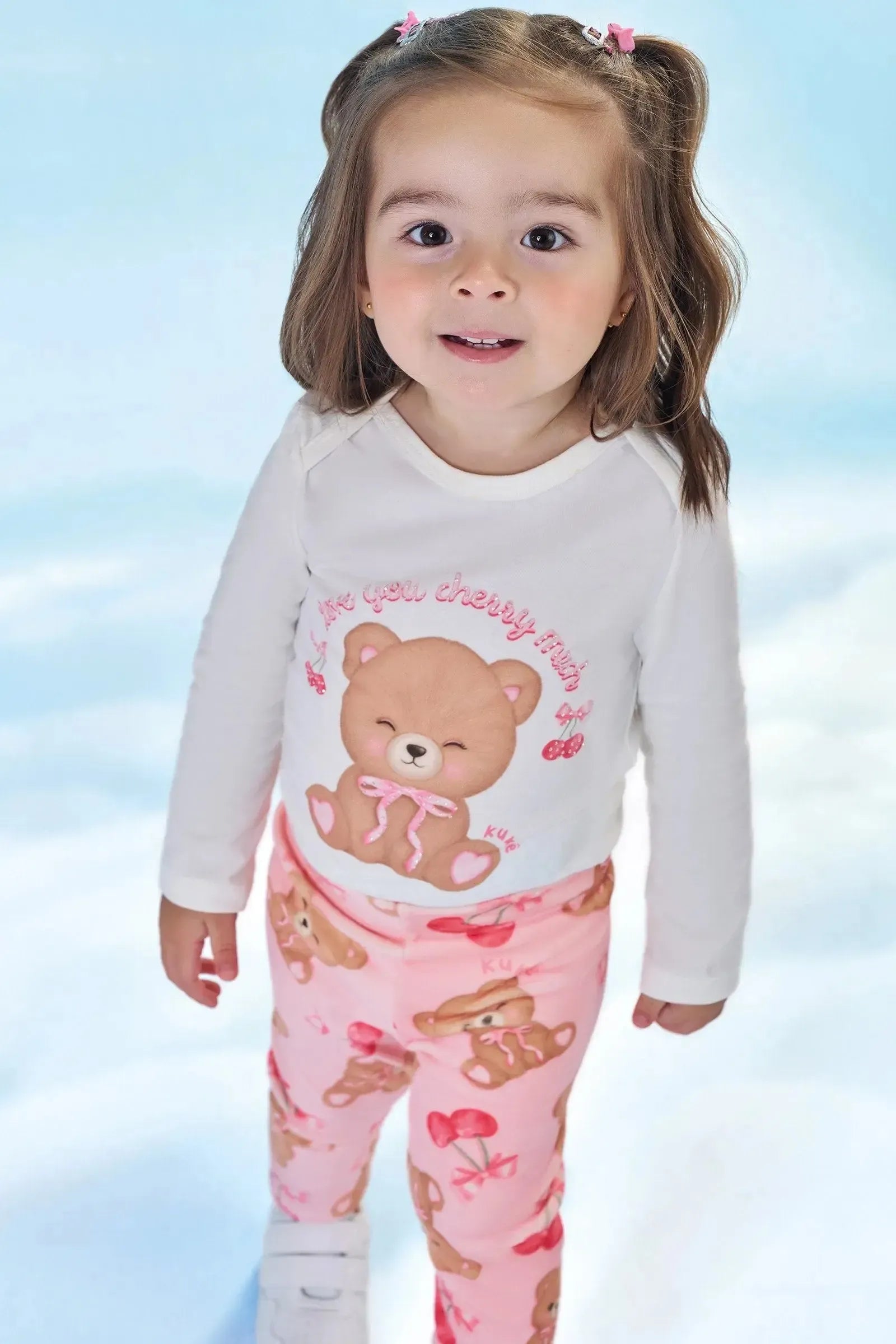 Calça Legging em Fleece Luxo 90611 Kukiê Bebê Menina