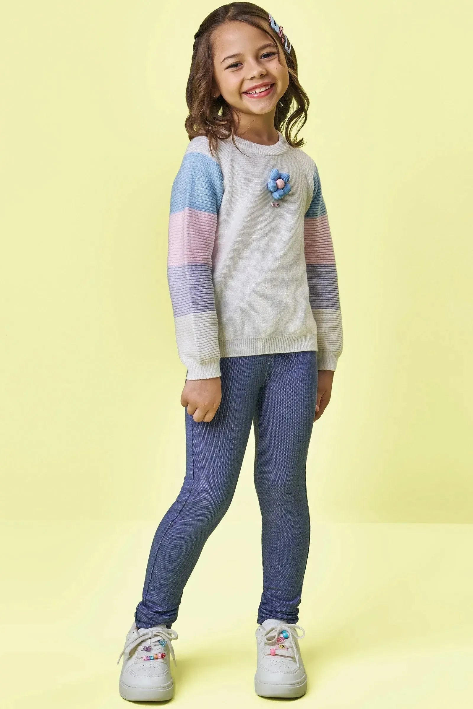 Calça Legging em Malha Denim 89252 Kukiê Infantil Menina