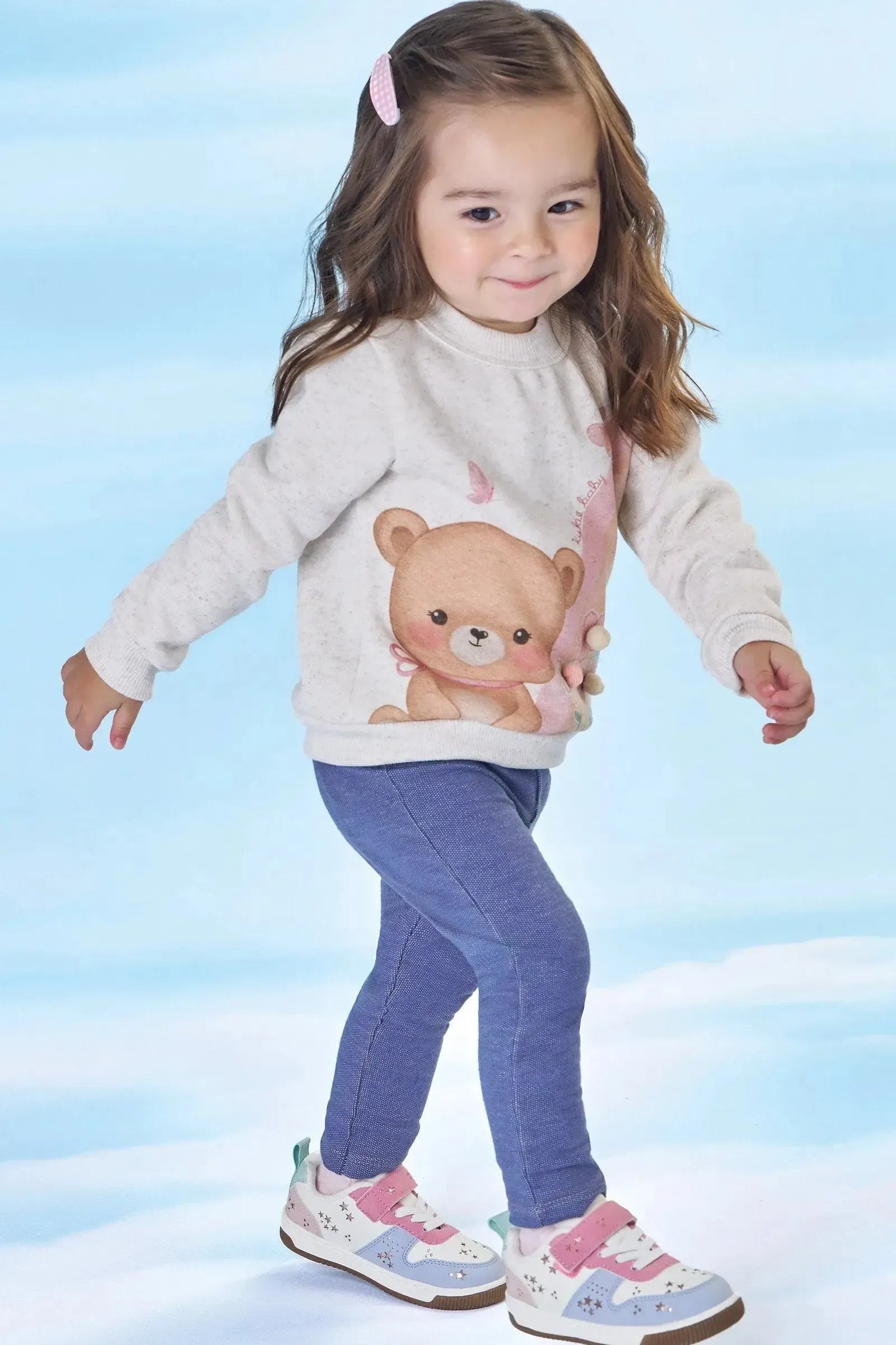 Calça Legging em Malha Denim com Elastano 90497 Kukiê Bebê Menina