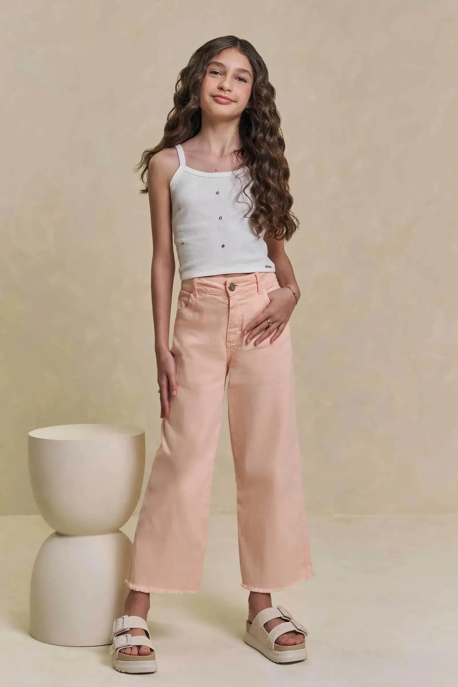 Calça Midi em Sarja com Elastano 94408 Lilimoon Teen Menina