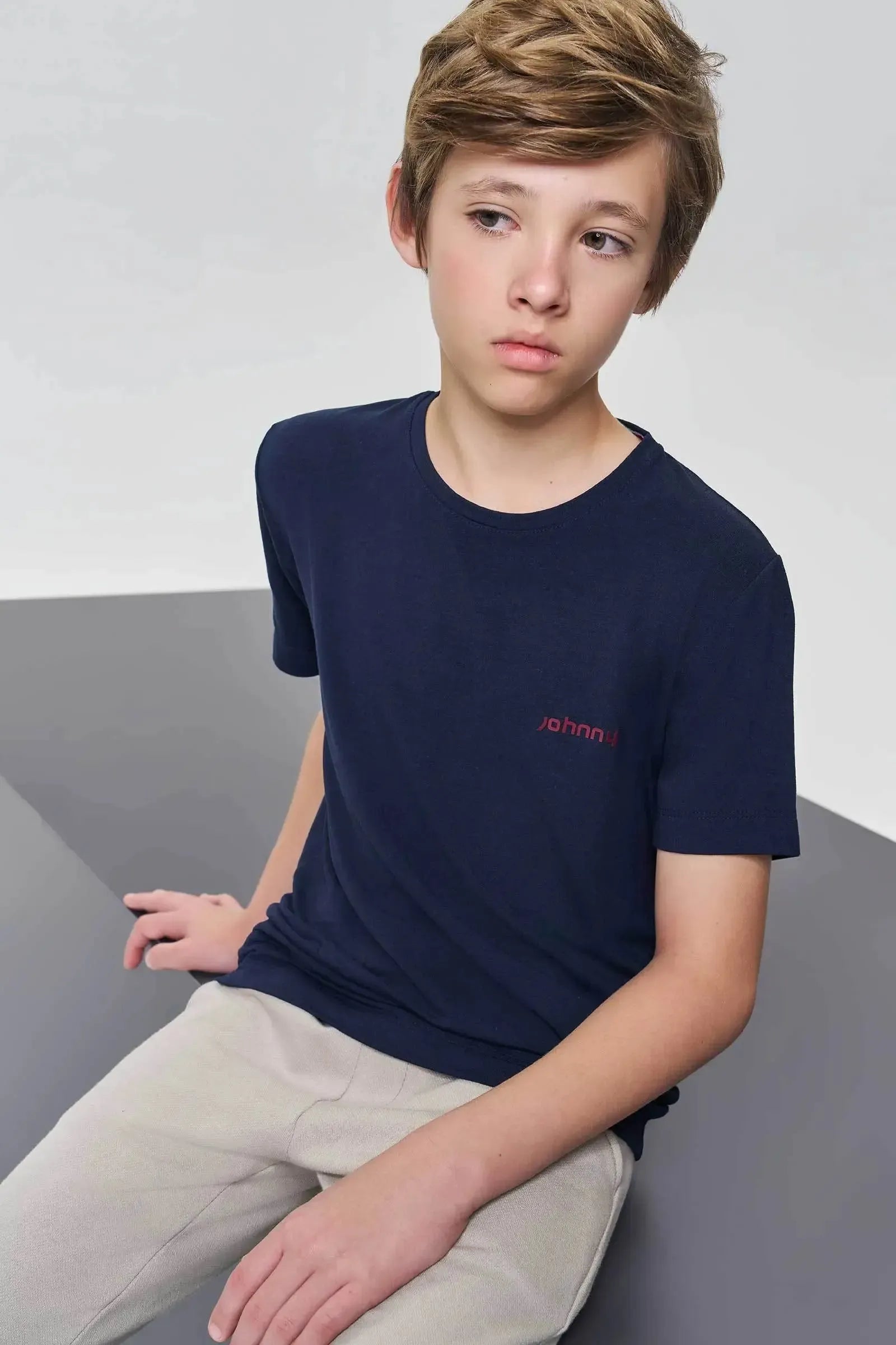 Calça Reta em Moletwill com Elastano 89274 Johnny Fox Teen Menino