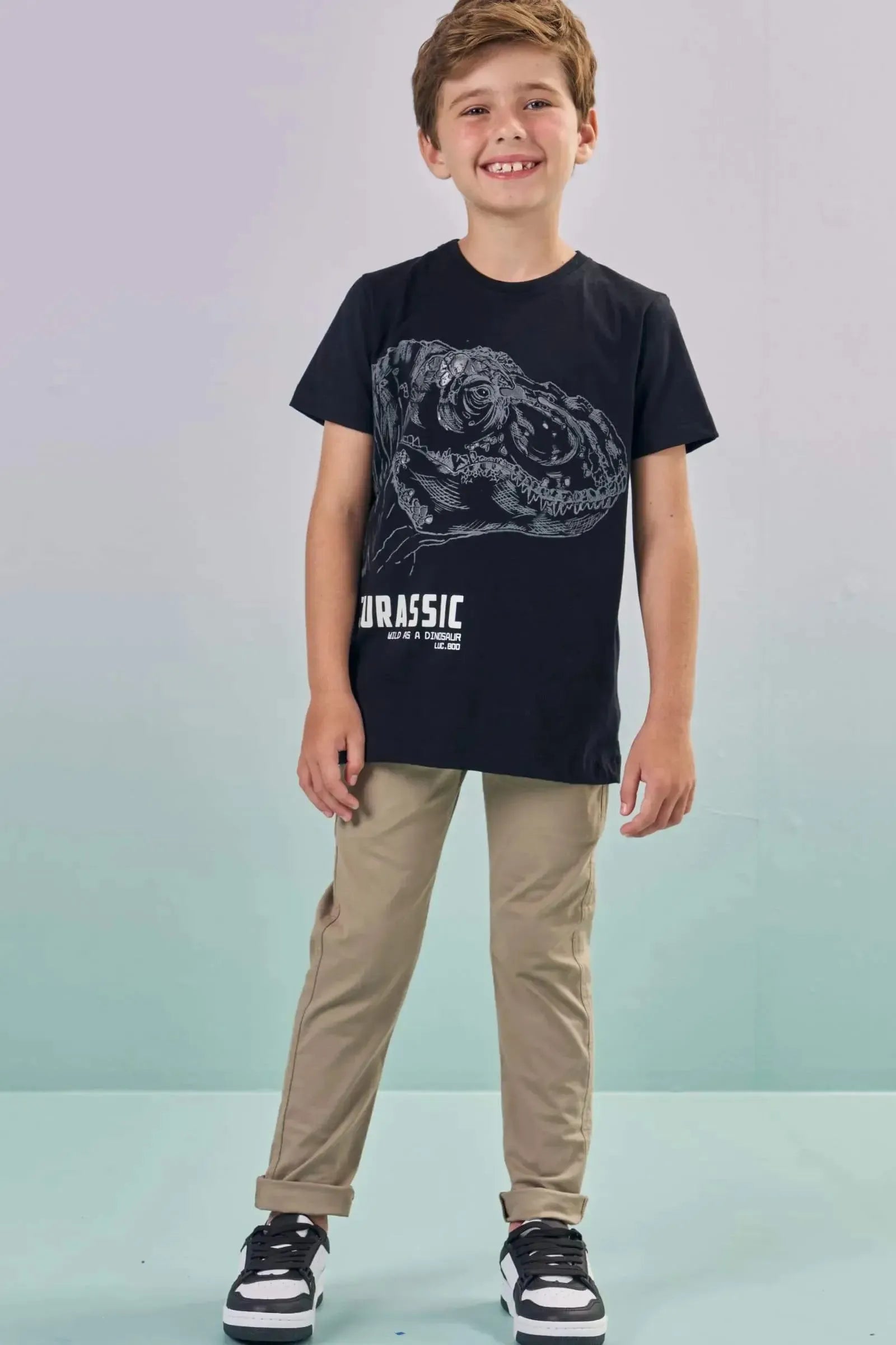 Calça Skinny em Sarja Caribe com Elastano 87556 LucBoo Infantil Menino